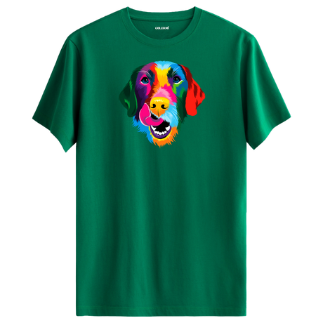 Renkli Golden Retriever Baskılı Unisex Tişört
