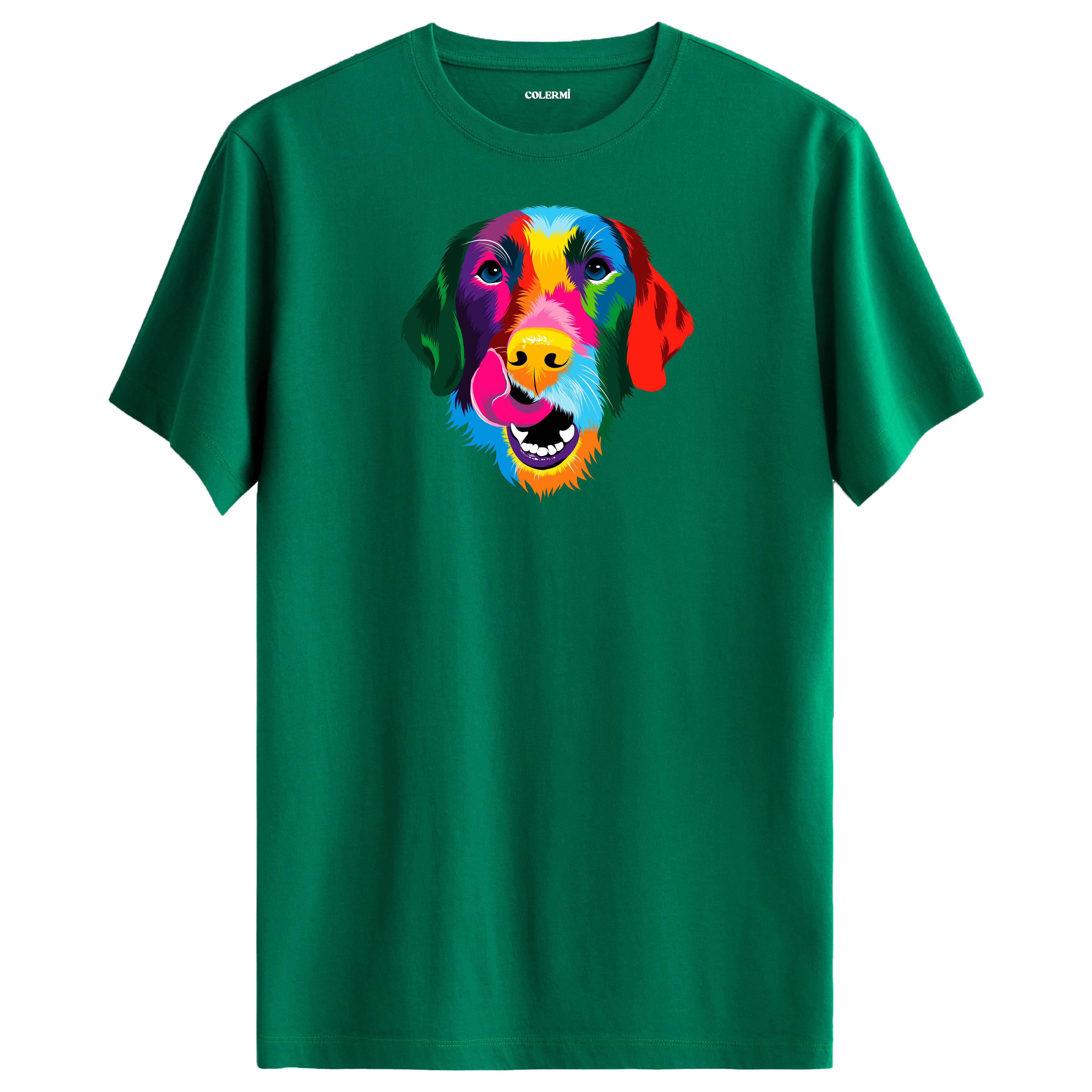 Renkli Golden Retriever Baskılı Unisex Tişört