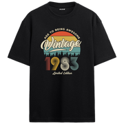 1983 Nostalgia Oversized T-Shirt - Retro Typography & Nature Silhouette Design