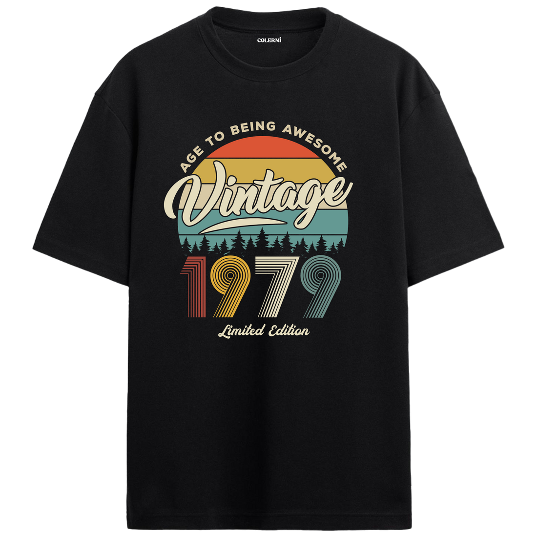 1979 Nostalgia Oversized T-Shirt - Retro Nature Silhouette Design