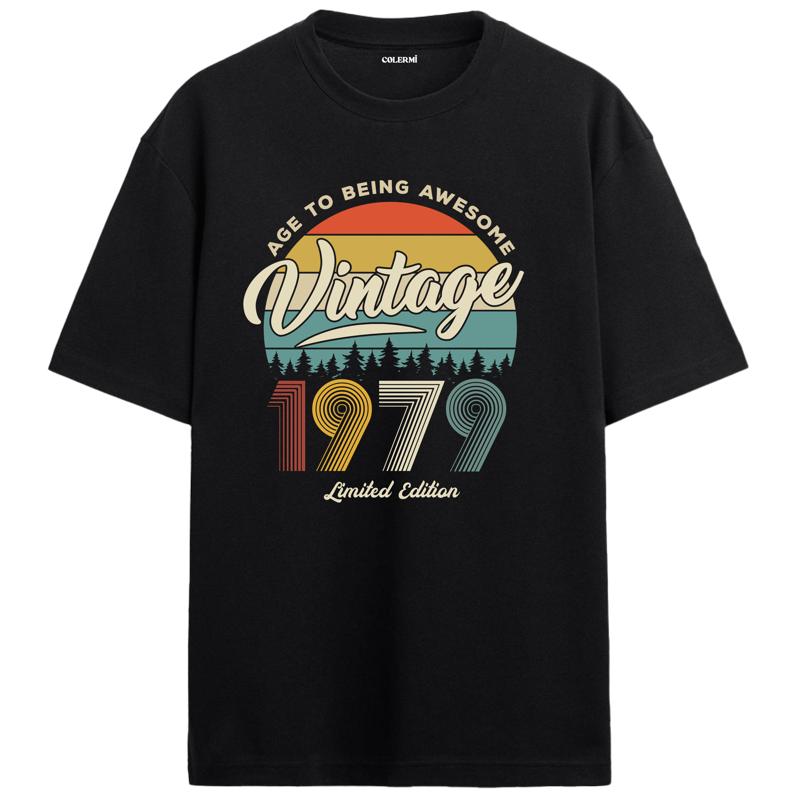 1979 Nostalgia Oversized T-Shirt - Retro Nature Silhouette Design