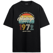 1972 Nostalgia Oversized T-Shirt - Retro Sunset & Forest Silhouettes