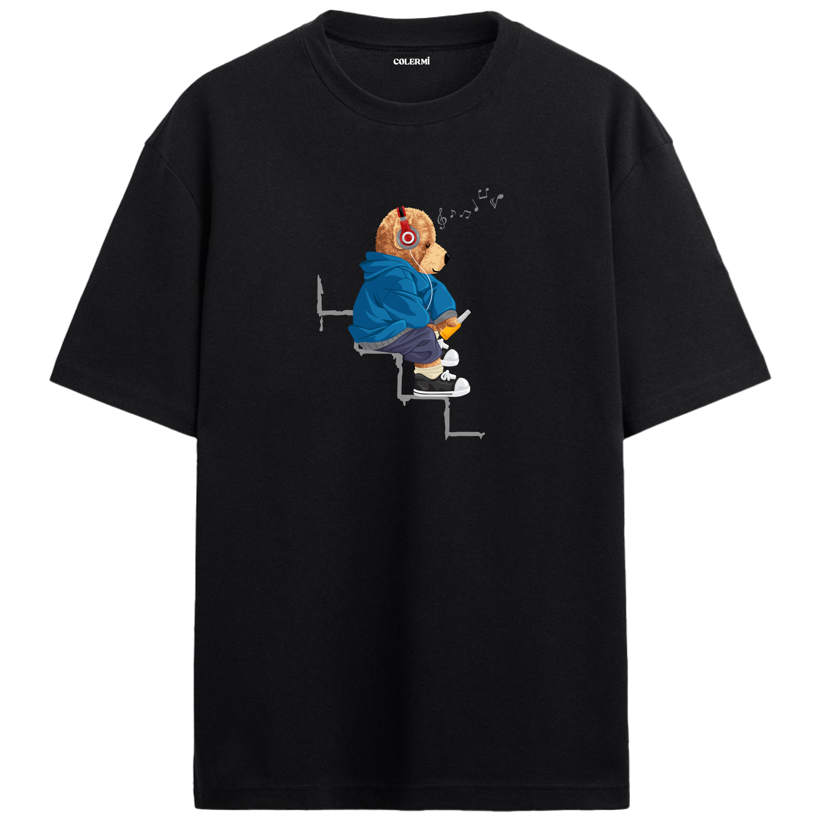 Music Vibes Bear Oversized T-Shirt