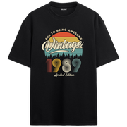1989 Nostalgia Oversized T-Shirt - Retro Sunset Forest Design