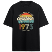 1973 Nostalgia Oversized T-Shirt - Retro Sunset & Nature Silhouettes