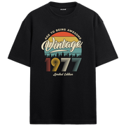 1977 Nostalgia Oversized T-Shirt - Retro Forest and Typography Design