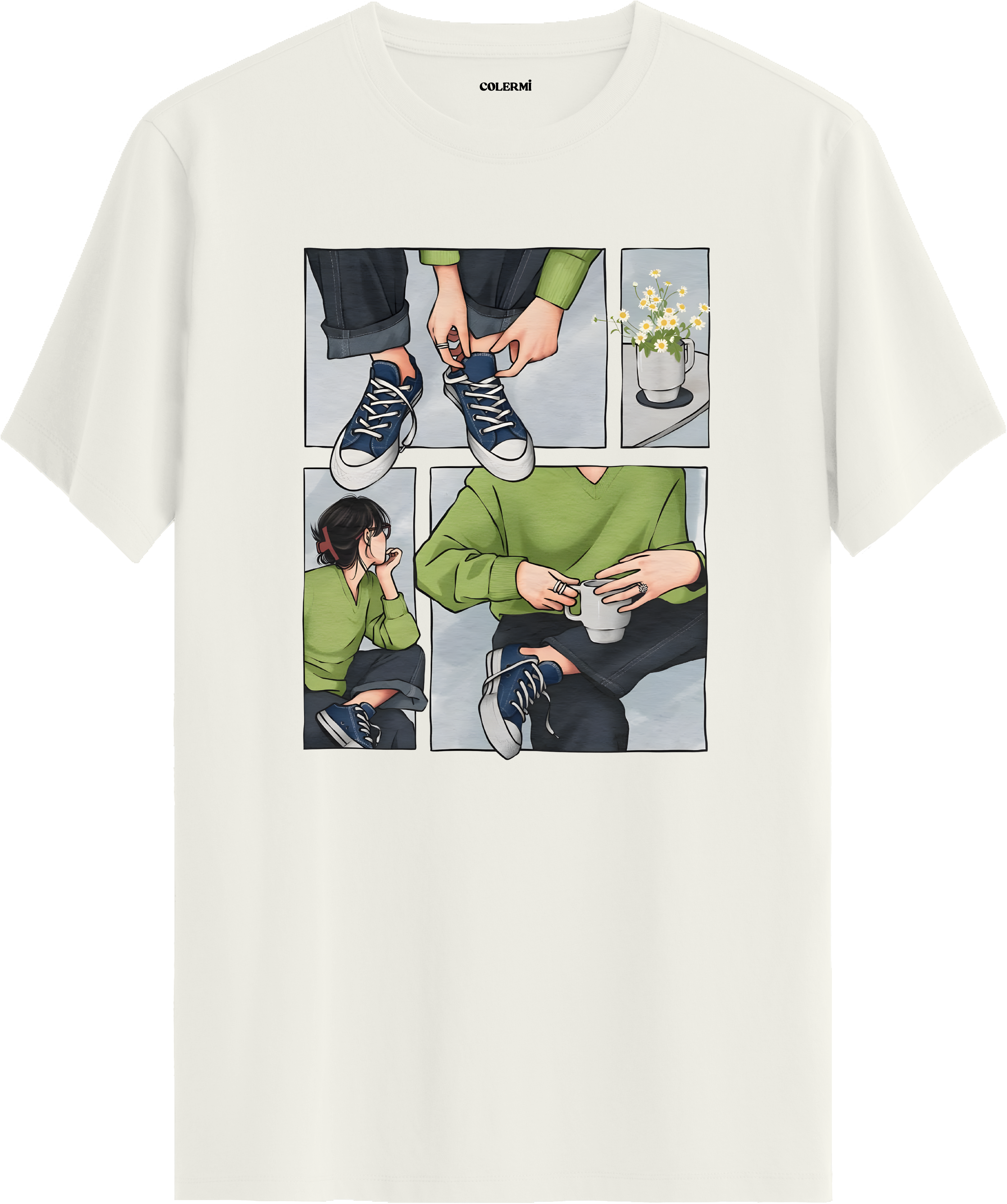 Günlük Stil Kolaj Baskılı Tişört