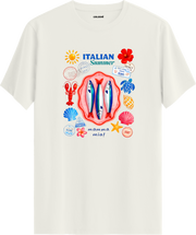 Italian Summer Deniz Kolaj Baskılı Regular Tişört