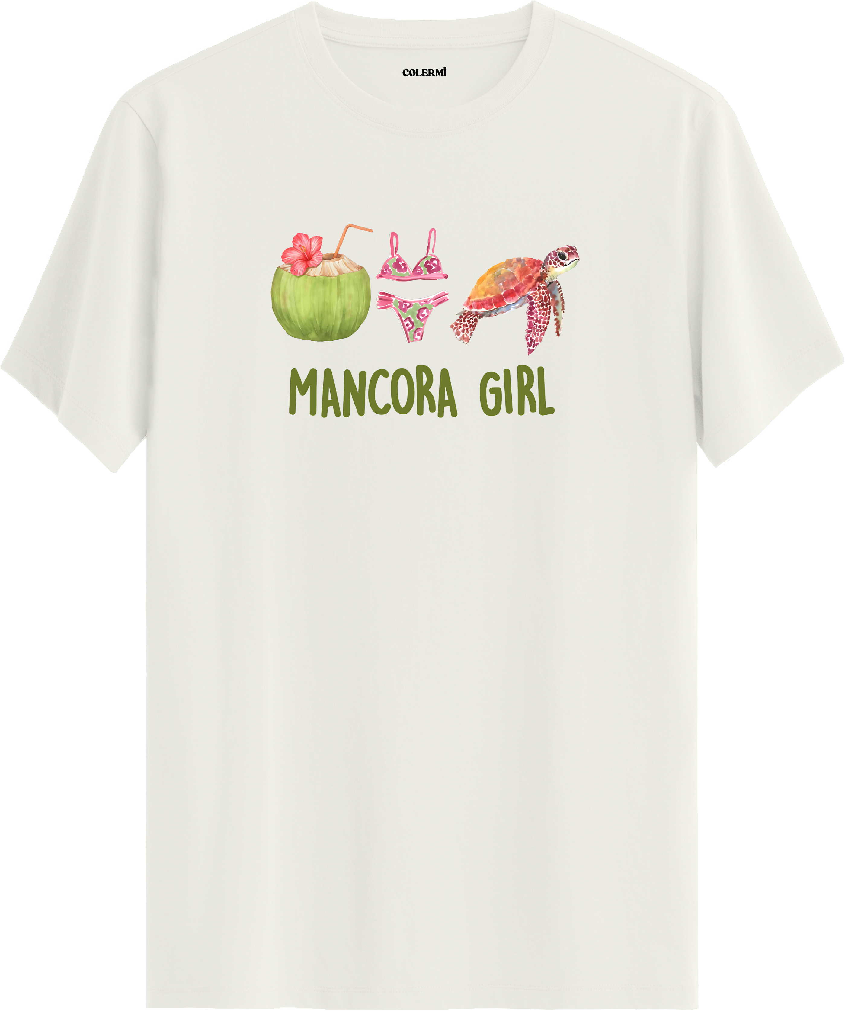 Mancora Girl Deniz Kaplumbağası Baskılı Regular Tişört