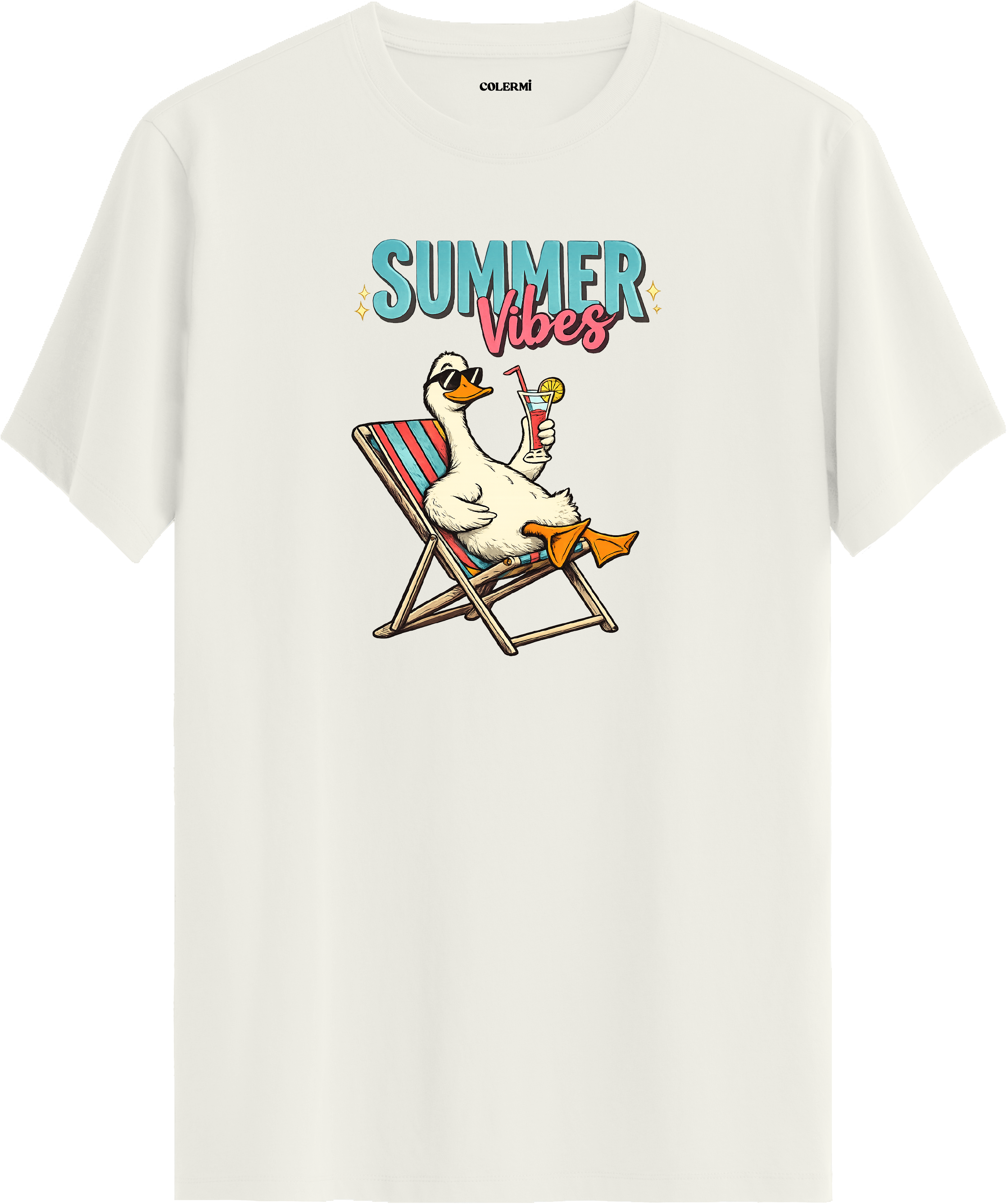 Summer Vibes Ördek Baskılı Regular Tişört