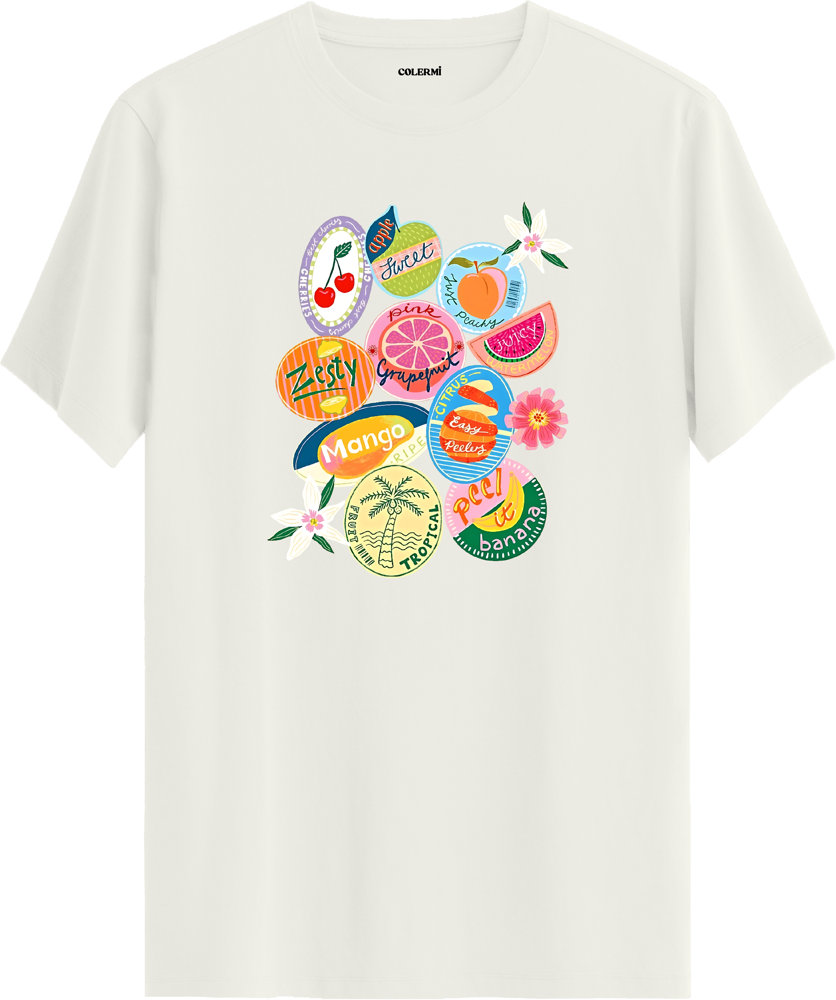 Tropical Fruits Baskılı Regular Tişört