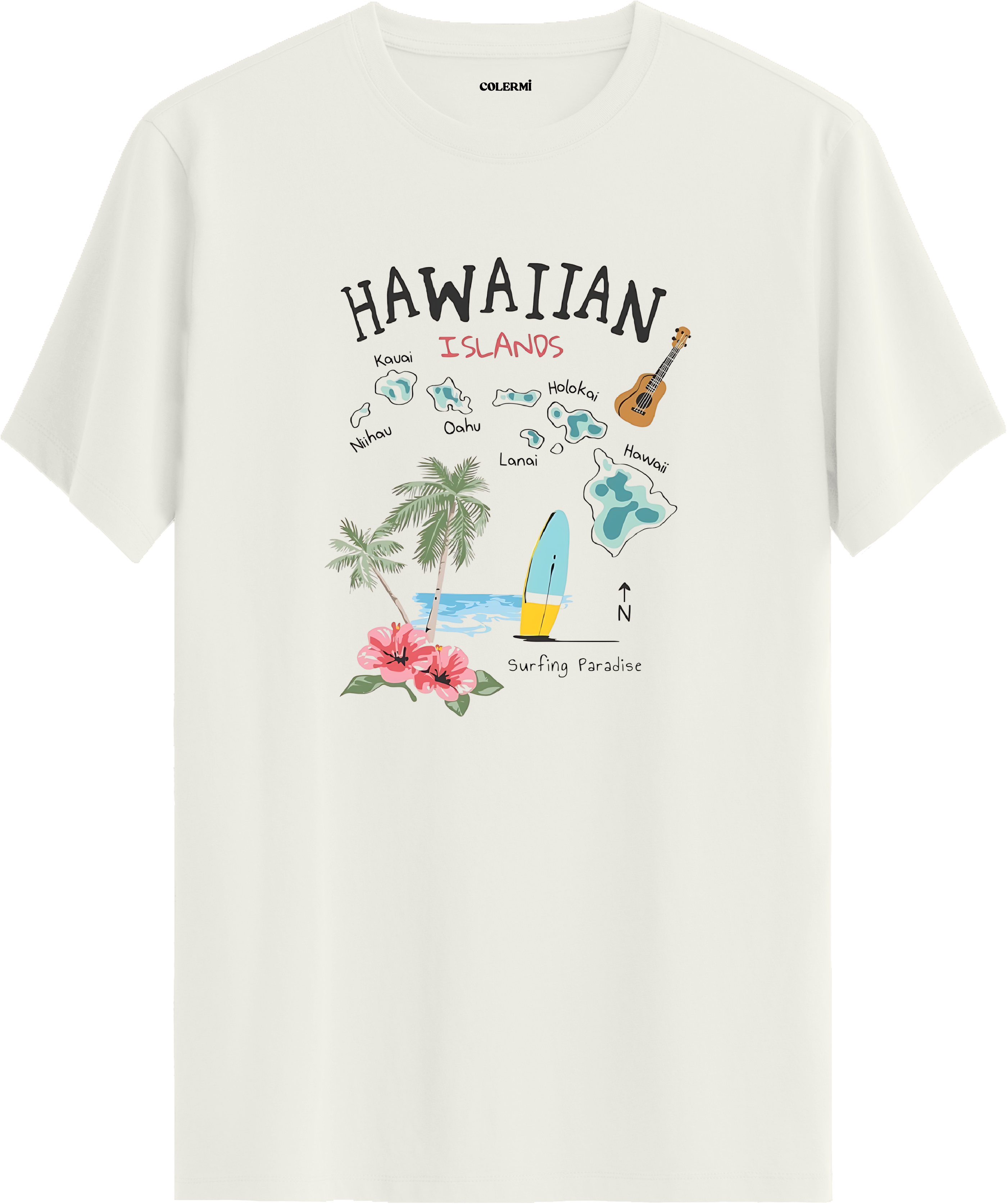 Hawaiian Islands Baskılı Regular Tişört