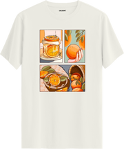 Portakal Kolaj Baskılı Tişört