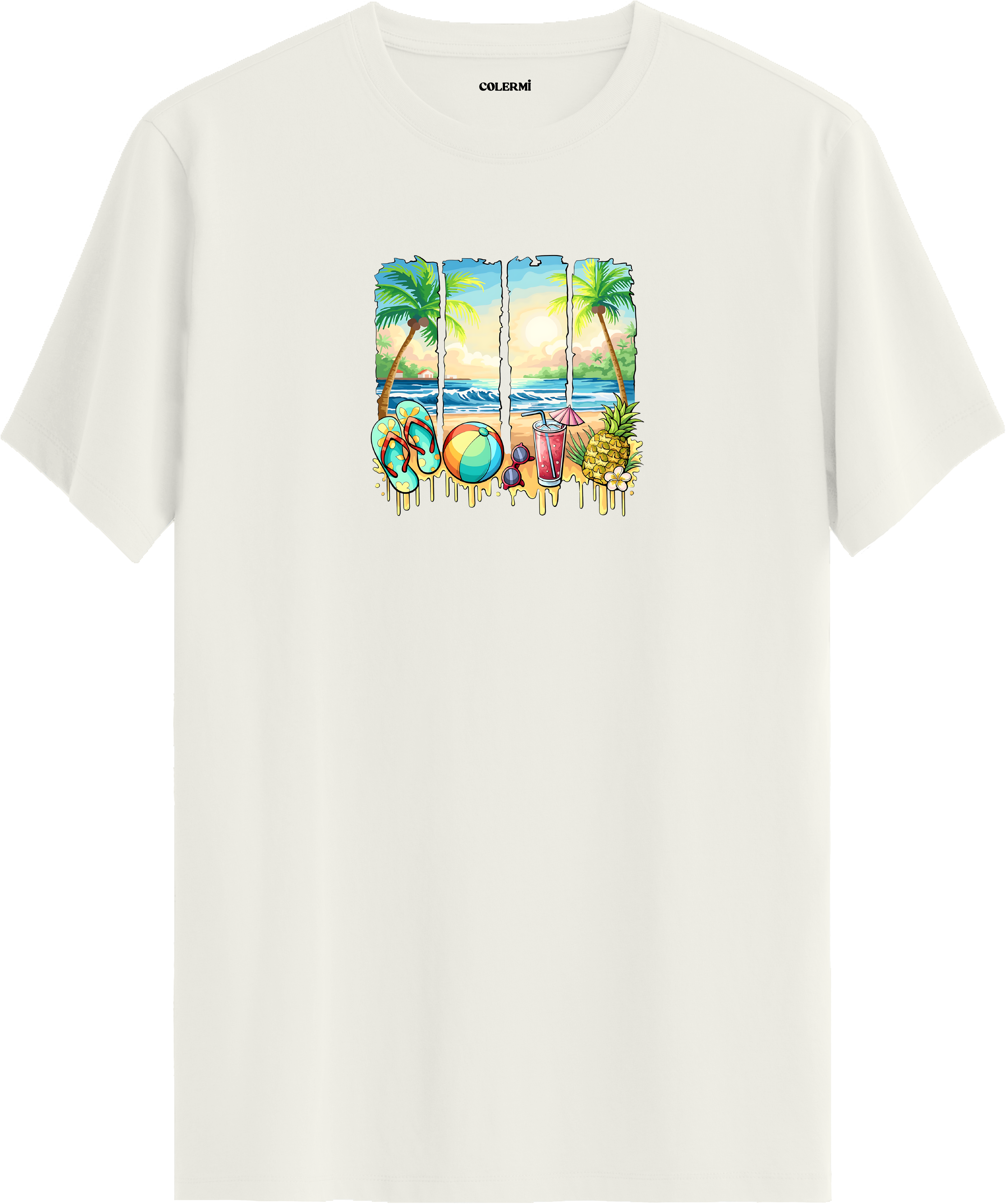 Tropical Beach Baskılı Regular Tişört