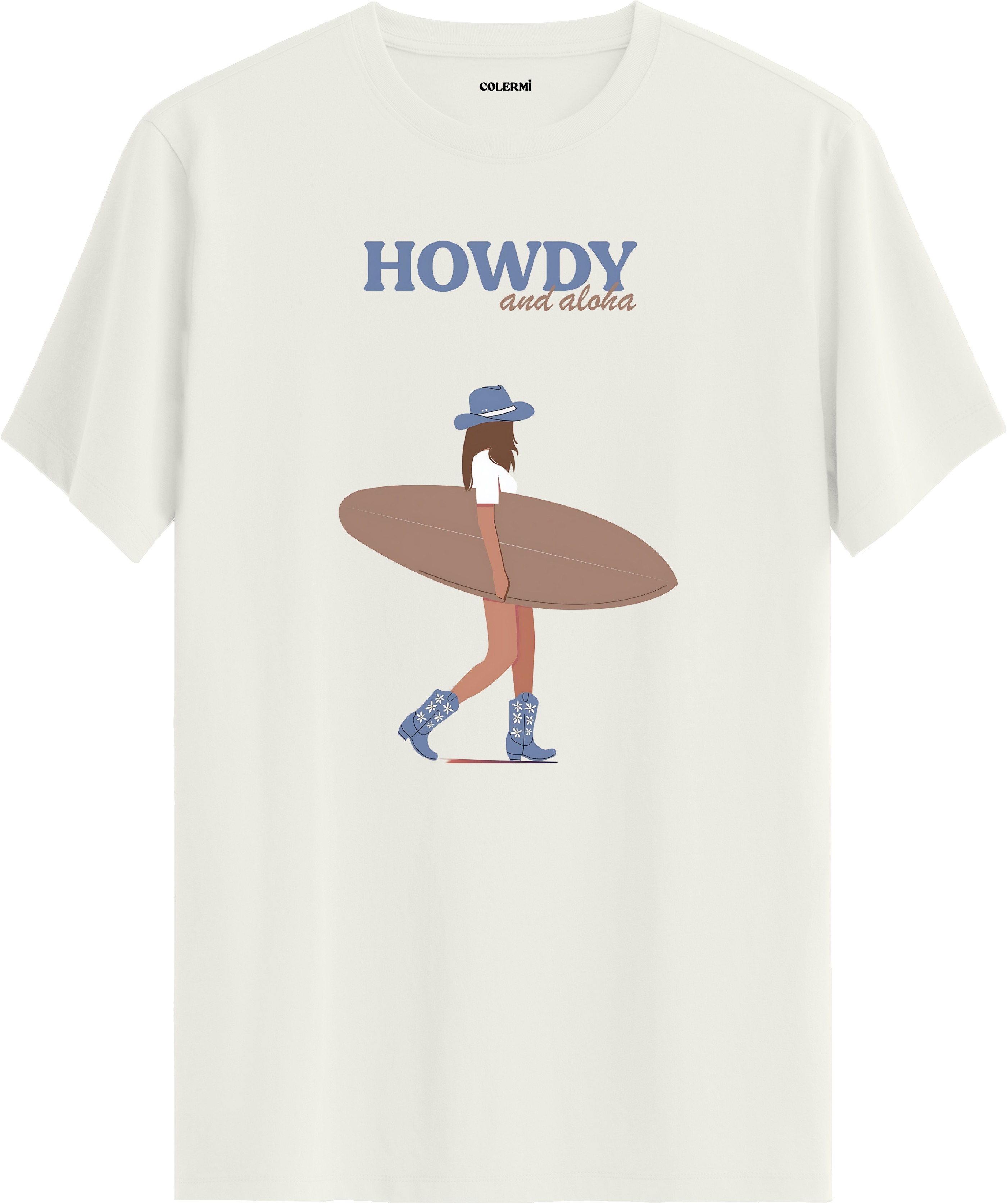 Howdy and Aloha Sörf Baskılı Regular Tişört