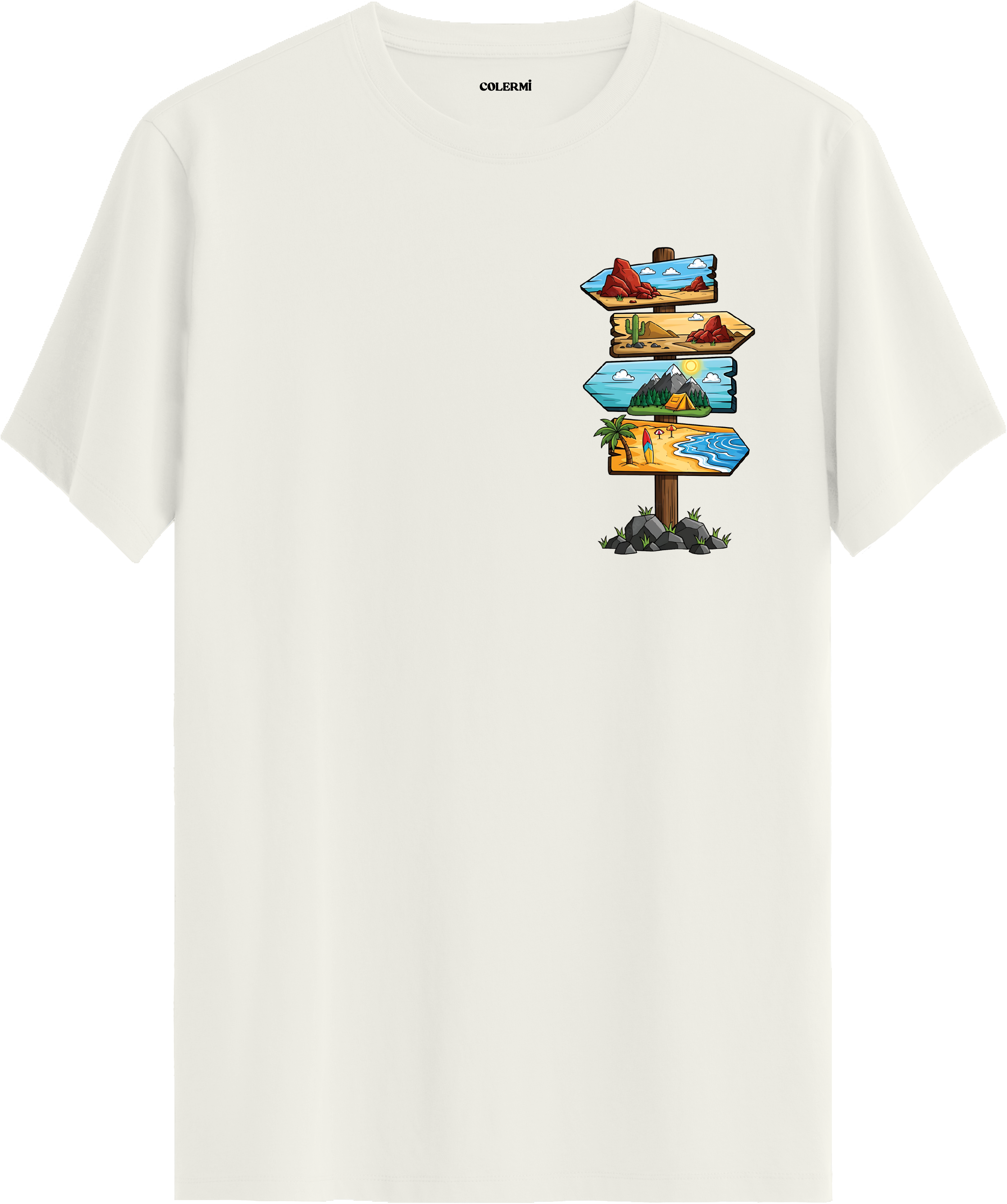 Adventure Yön Tabelası Baskılı Regular Tişört