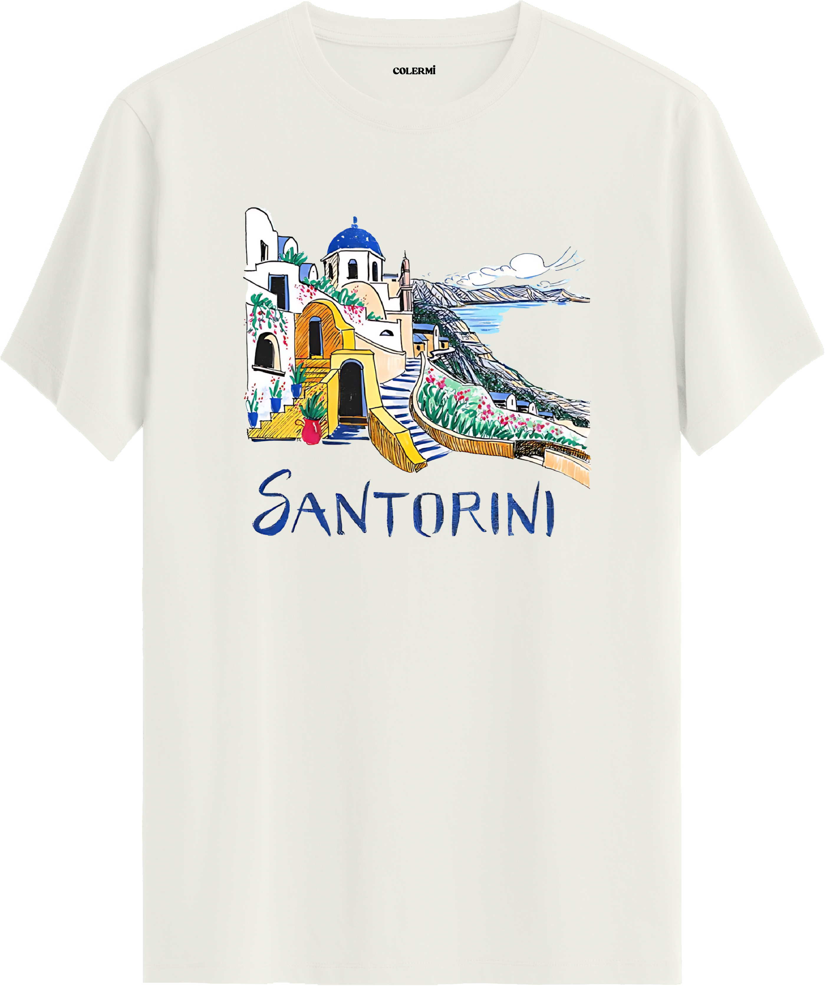 Santorini Illustration Regular Tişört