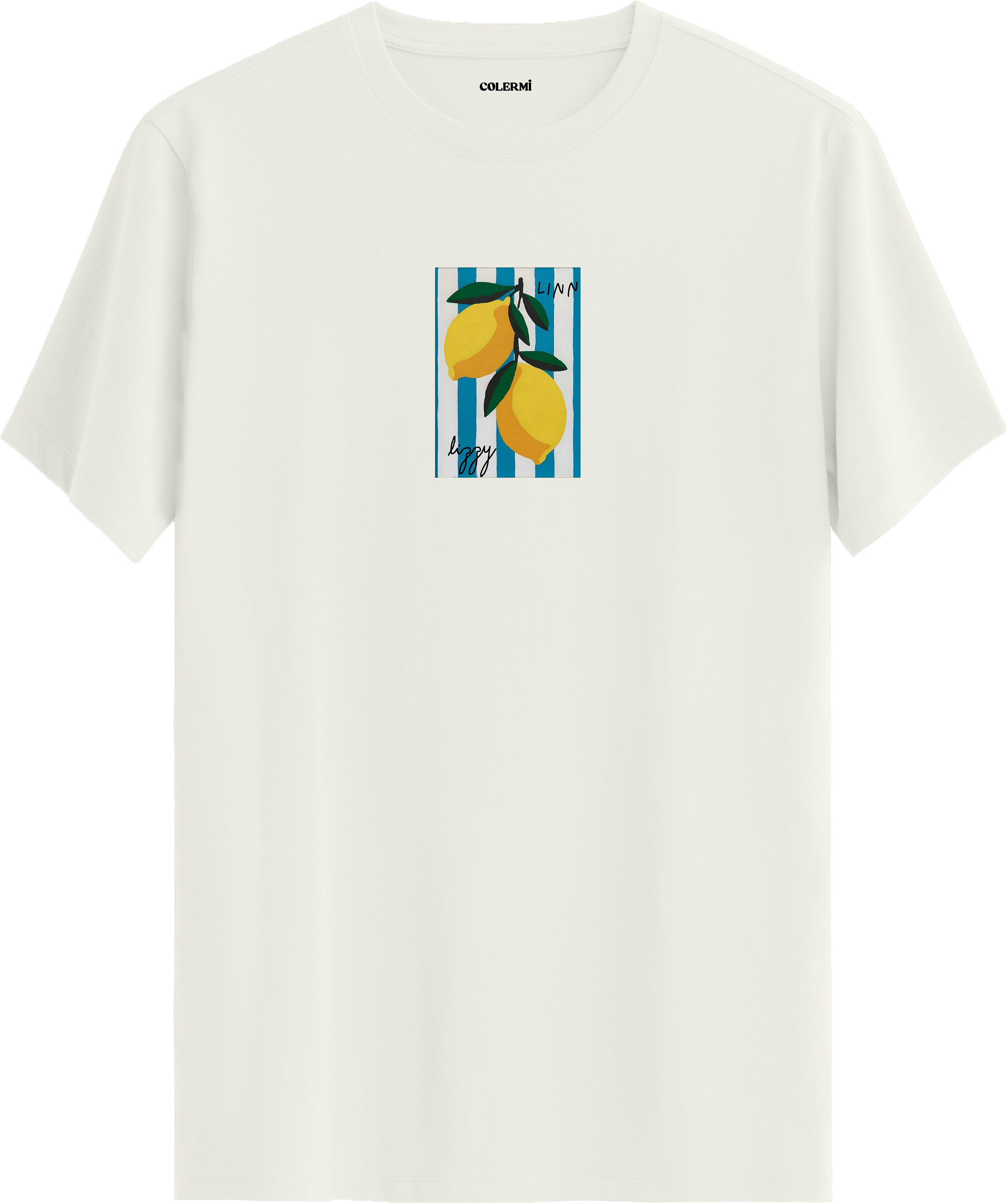 Limon Çizgili Minimal Baskılı Regular Tişört
