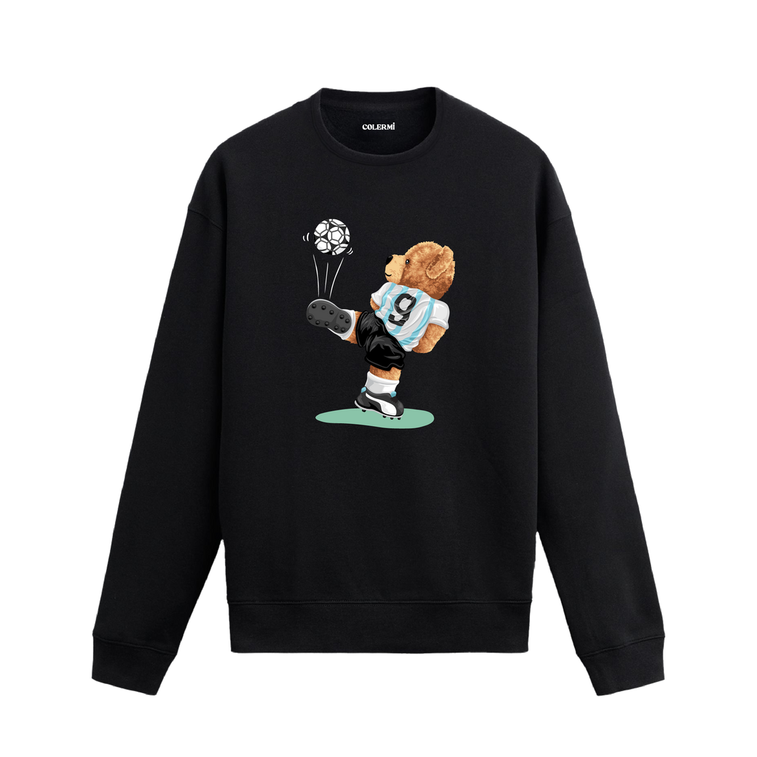 Ayıcık Baskılı Sweatshirt - Futbolcu Tasarım
