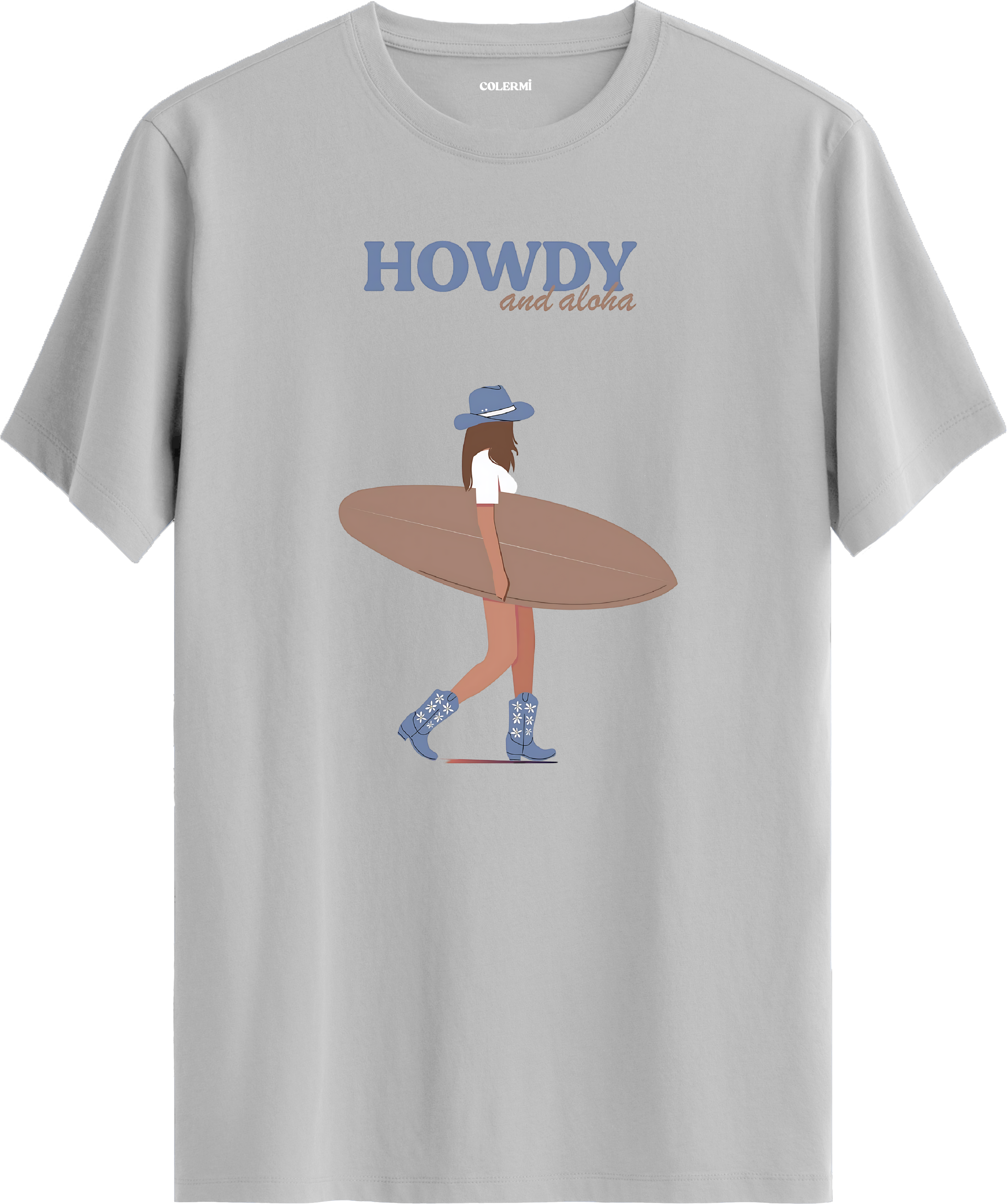 Howdy and Aloha Sörf Baskılı Regular Tişört