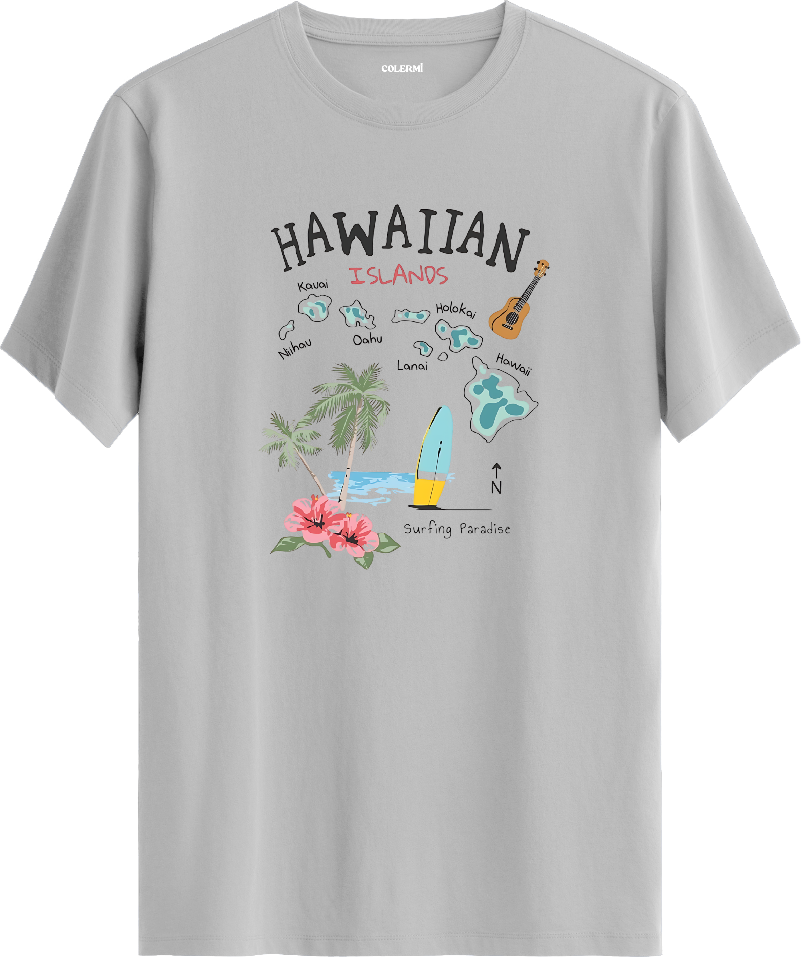 Hawaiian Islands Baskılı Regular Tişört