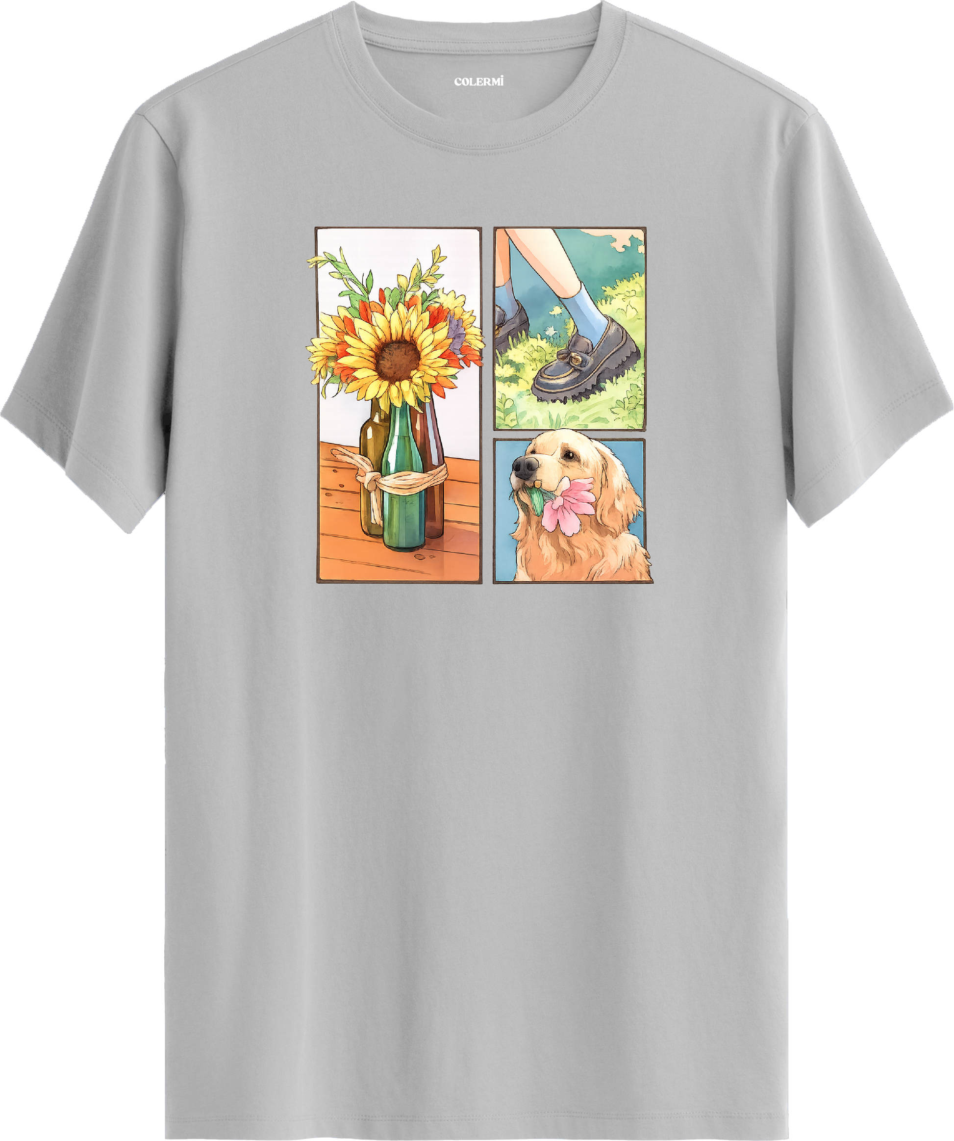 Sunflower & Golden Dog Baskılı Tişört görsel 5 | Colermi