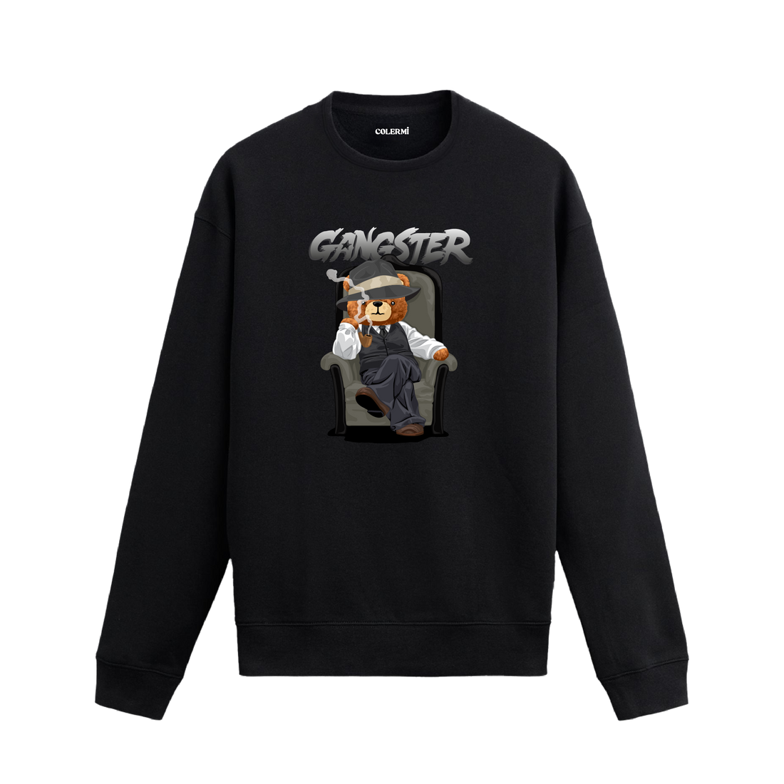 Ayıcık Baskılı Sweatshirt - Gangster Tasarımı