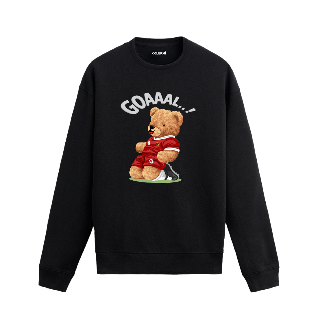 Ayıcık Baskılı Sweatshirt - Futbol Gol Sevinci