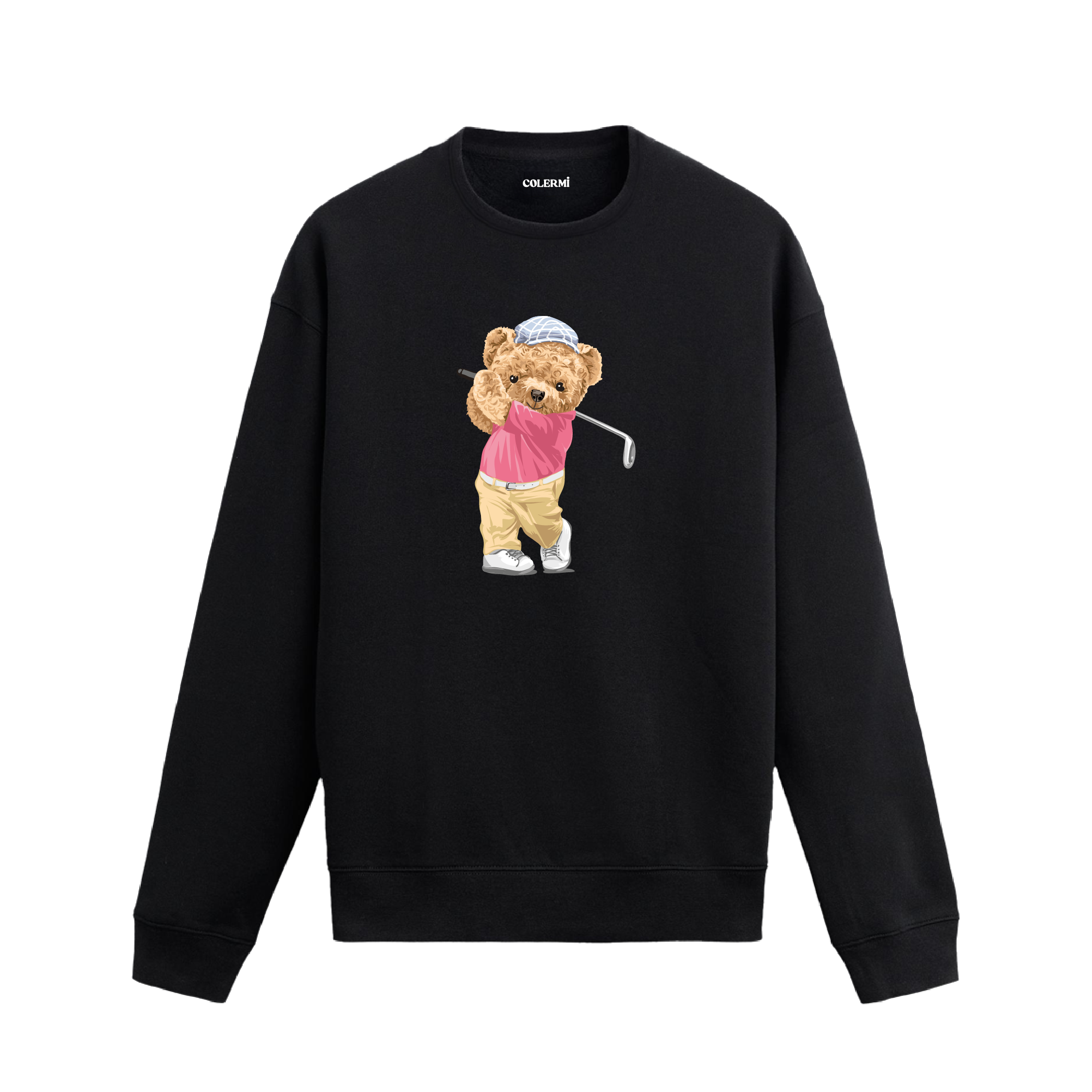 Golf Oynayan Ayıcık Tasarımlı Sweatshirt