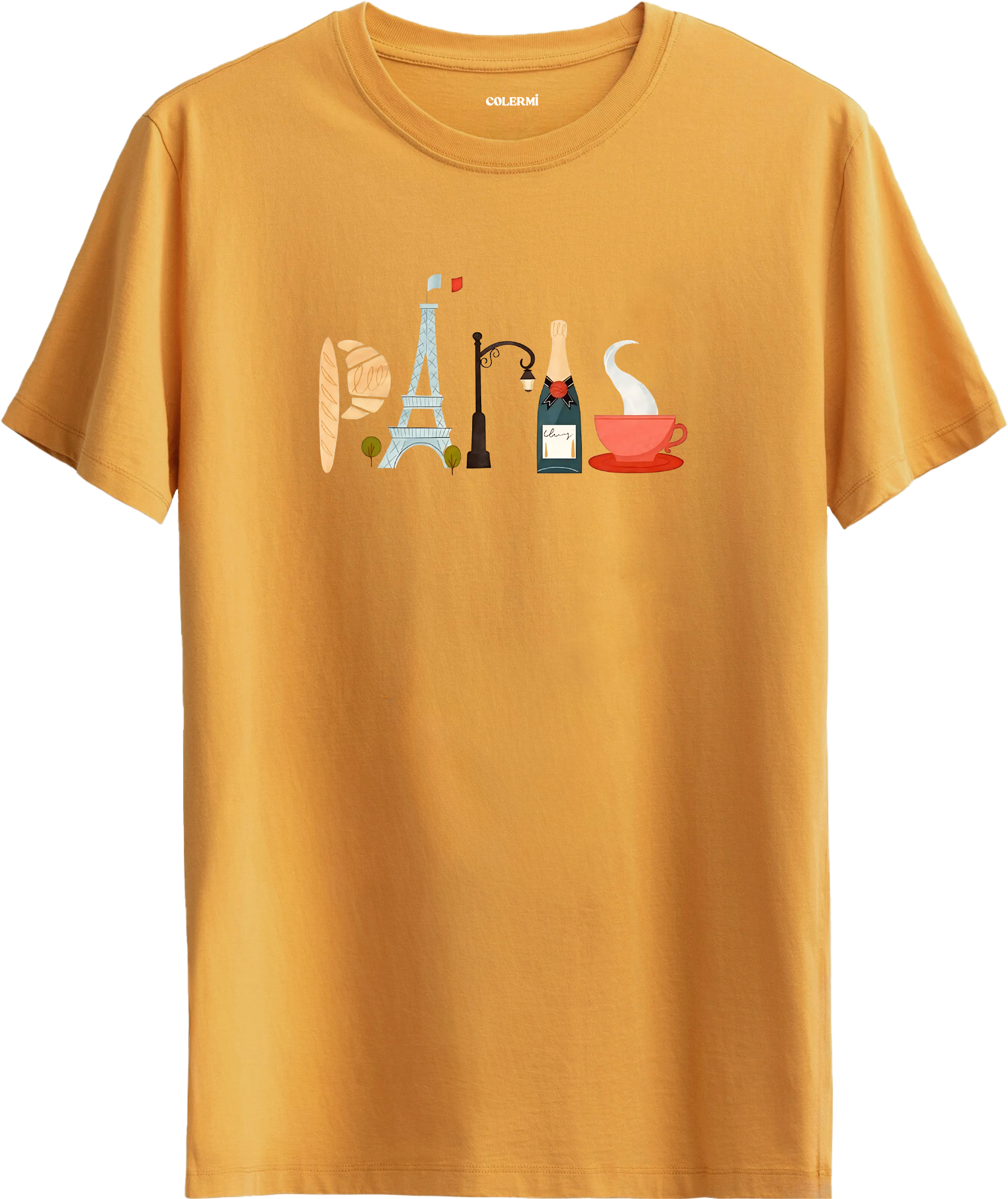Paris Kafe Kolaj Baskılı Regular Tişört