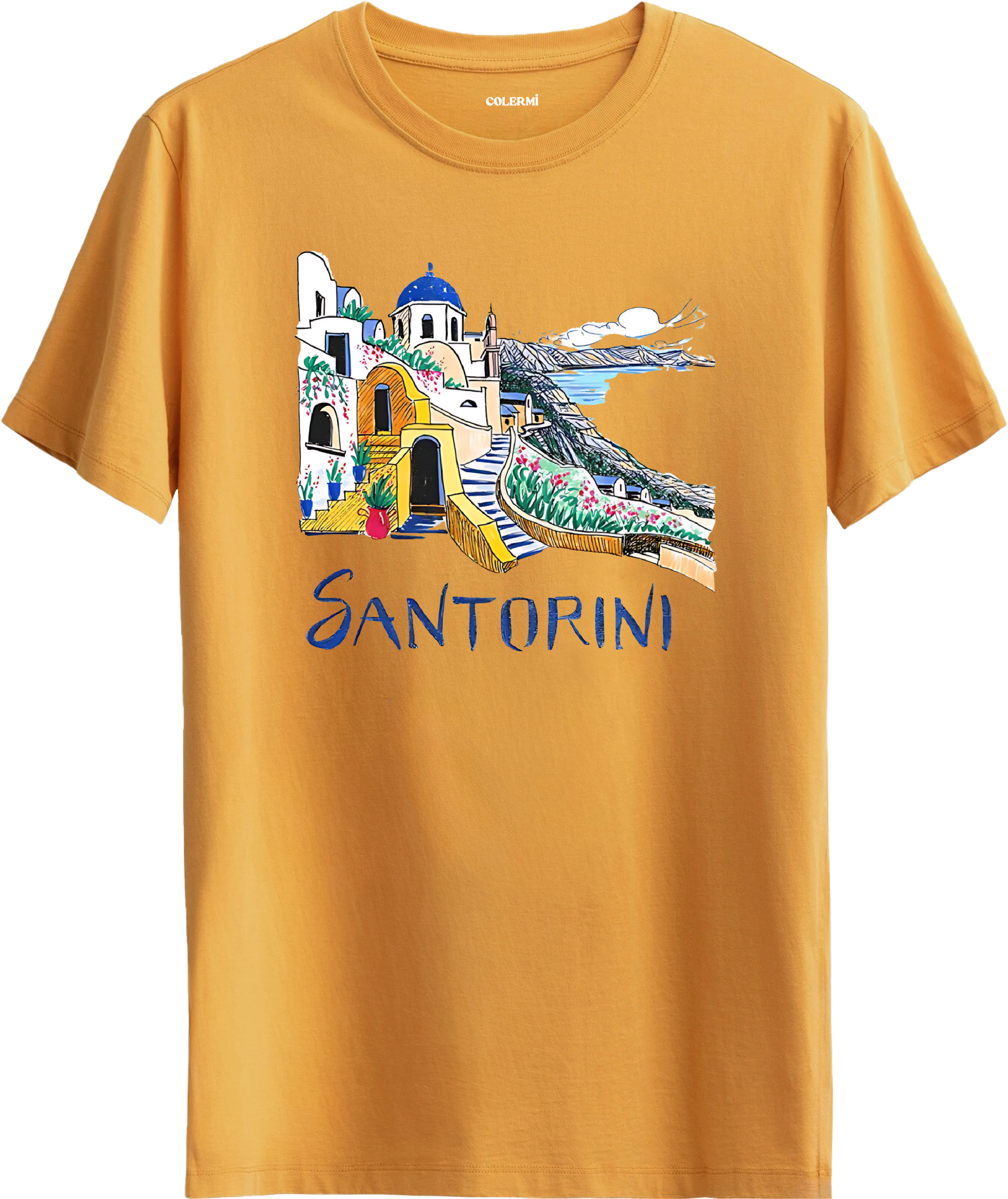 Santorini Illustration Regular Tişört