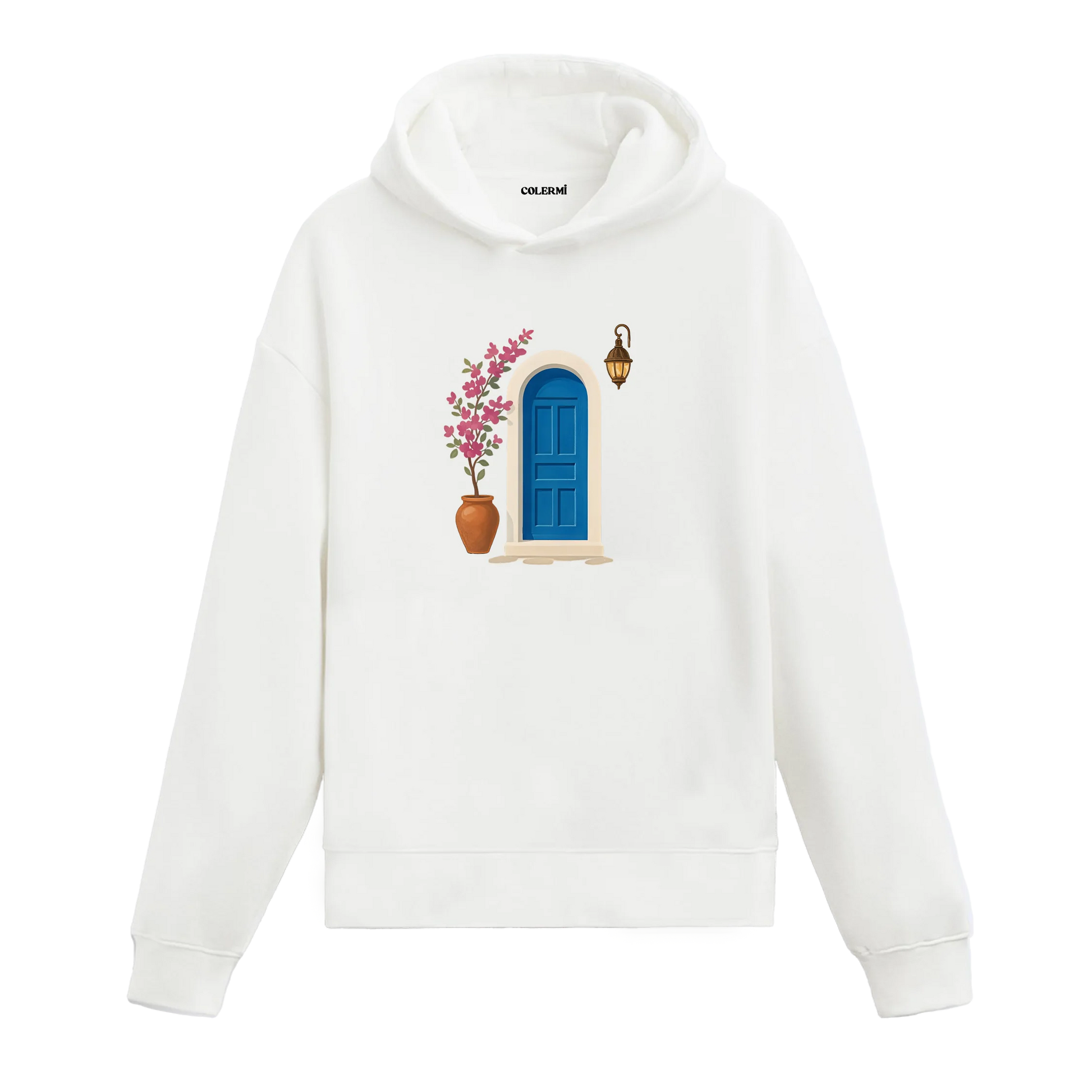 Kapı ve Çiçek Tasarımlı Sanatsal Baskılı Hoodie görsel 2 | Colermi