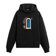 Kapı ve Çiçek Tasarımlı Sanatsal Baskılı Hoodie | Colermi