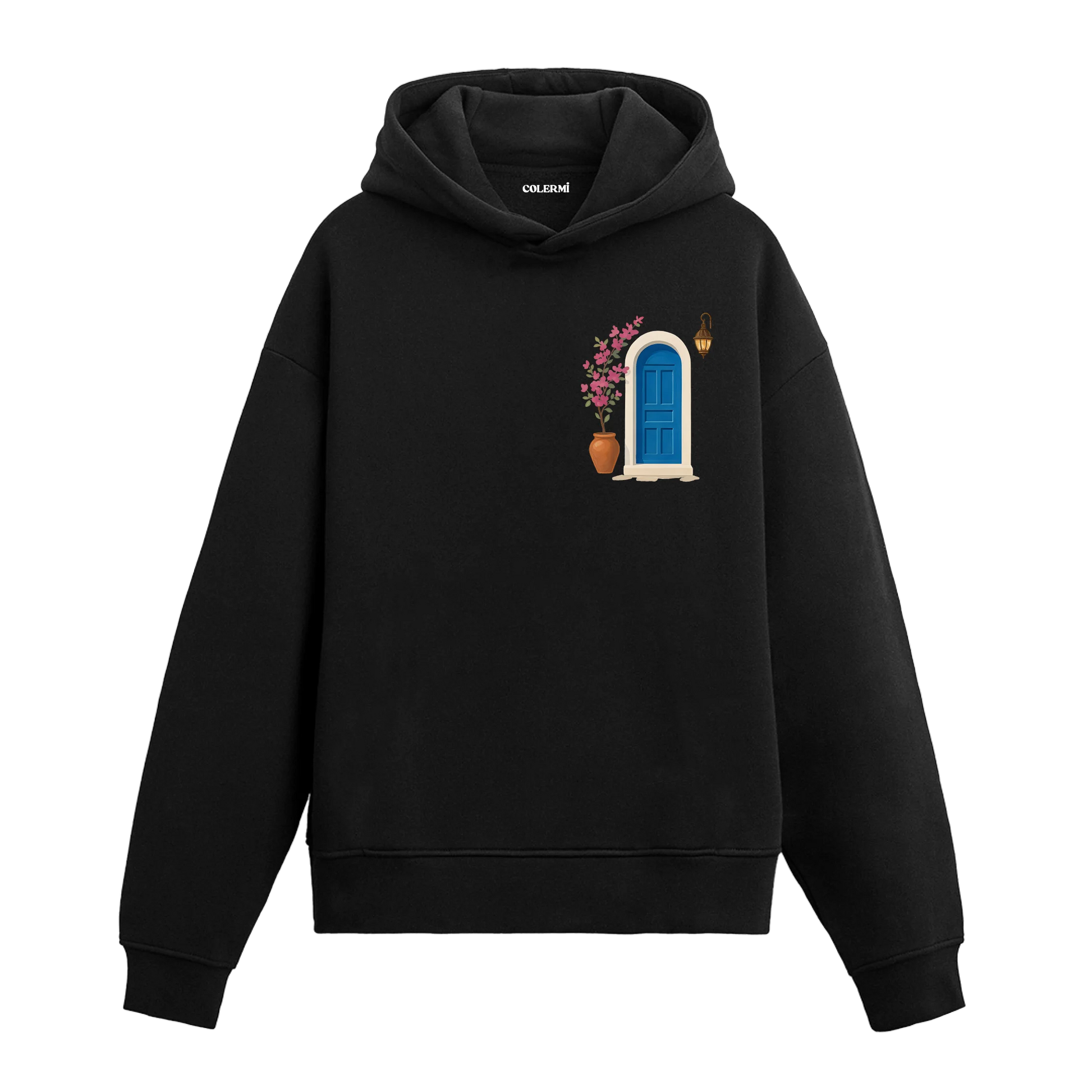 Minimal Kapı Tasarımlı Sanatsal Baskılı Hoodie | Colermi