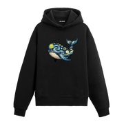 Balina Tasarımlı Sanatsal Baskılı Hoodie