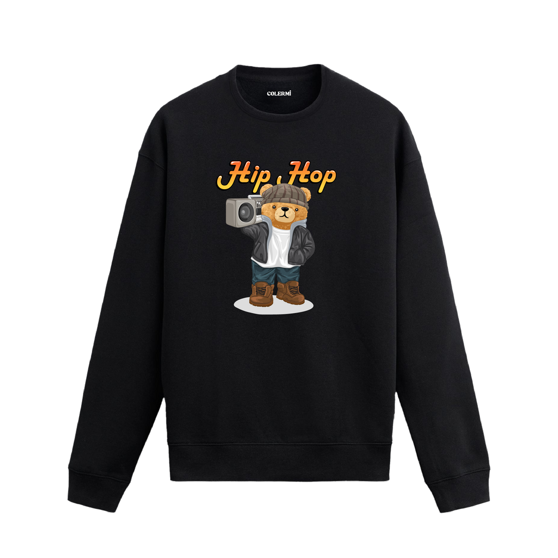 Hip Hop Ayıcık Baskılı Sweatshirt