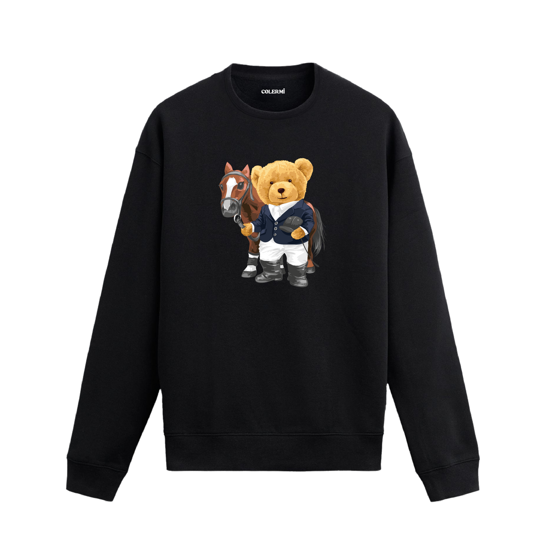 Binici Ayıcık ve At Baskılı Sweatshirt