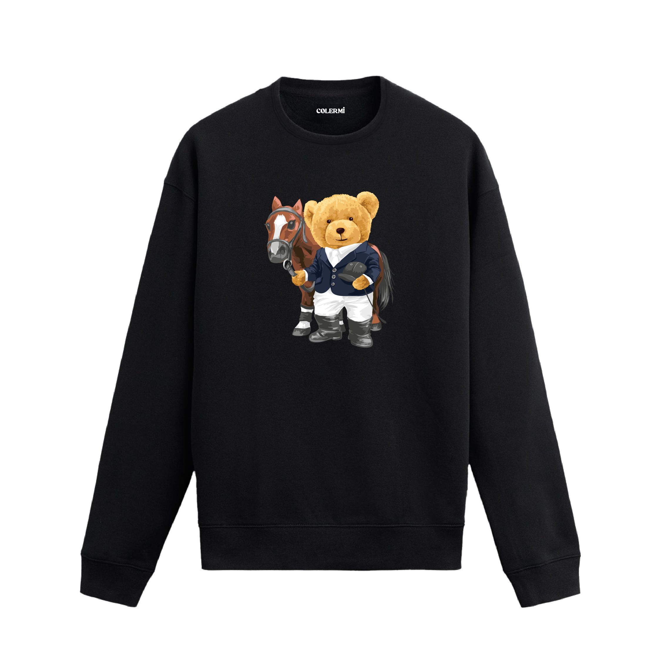 Binici Ayıcık ve At Baskılı Sweatshirt
