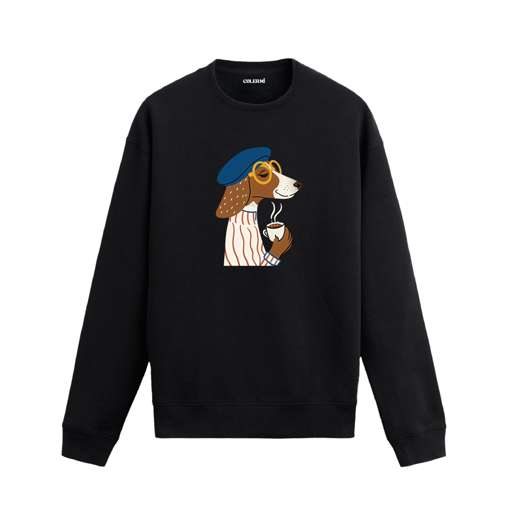 Kahve Temalı Köpek Tasarımlı Sweatshirt | Colermi