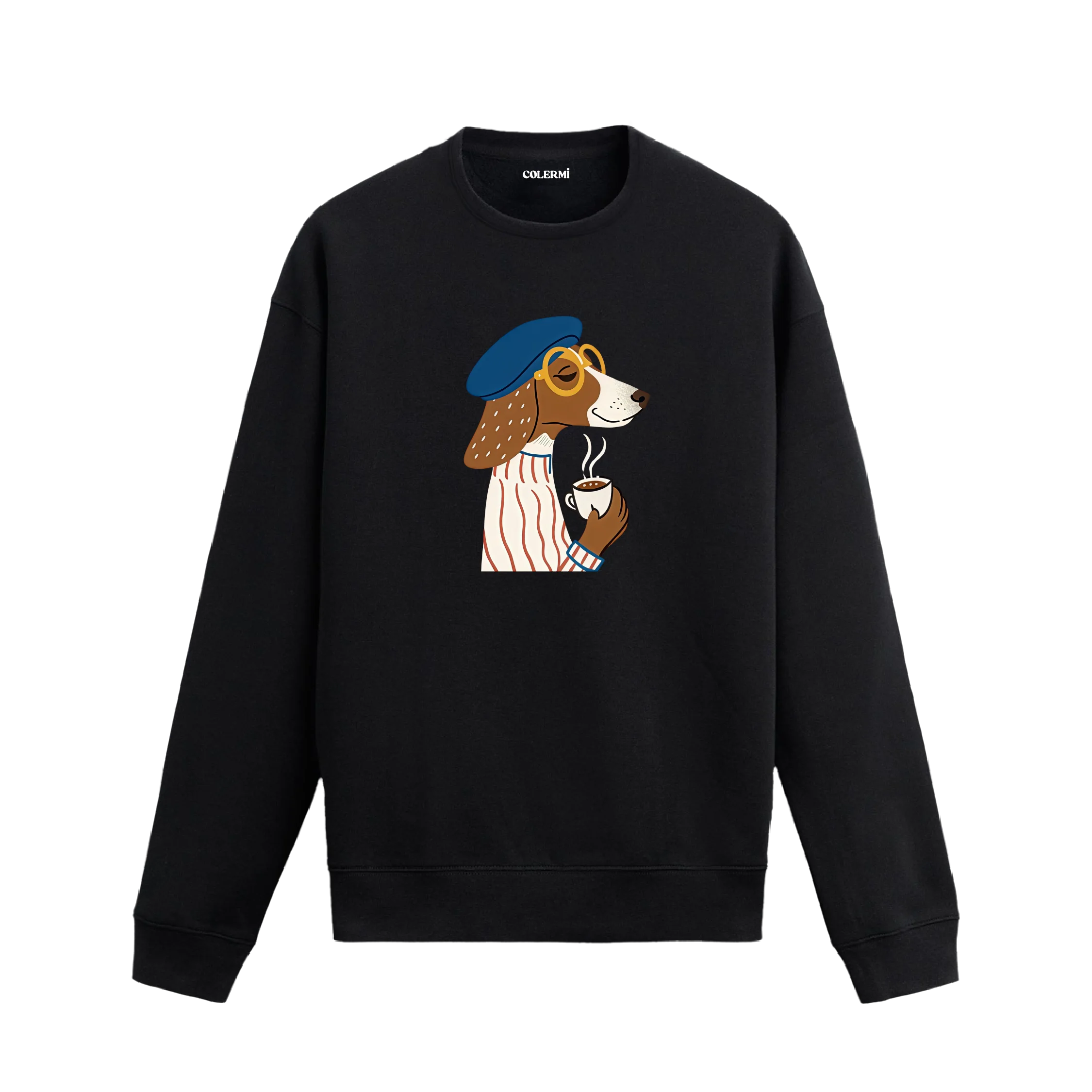 Kahve Temalı Köpek Tasarımlı Sweatshirt | Colermi