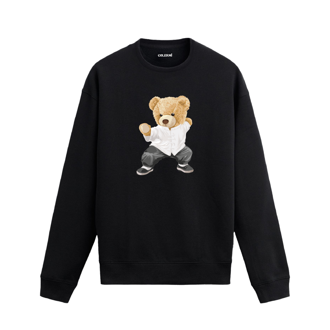 Kung Fu Ayıcık Baskılı Sweatshirt