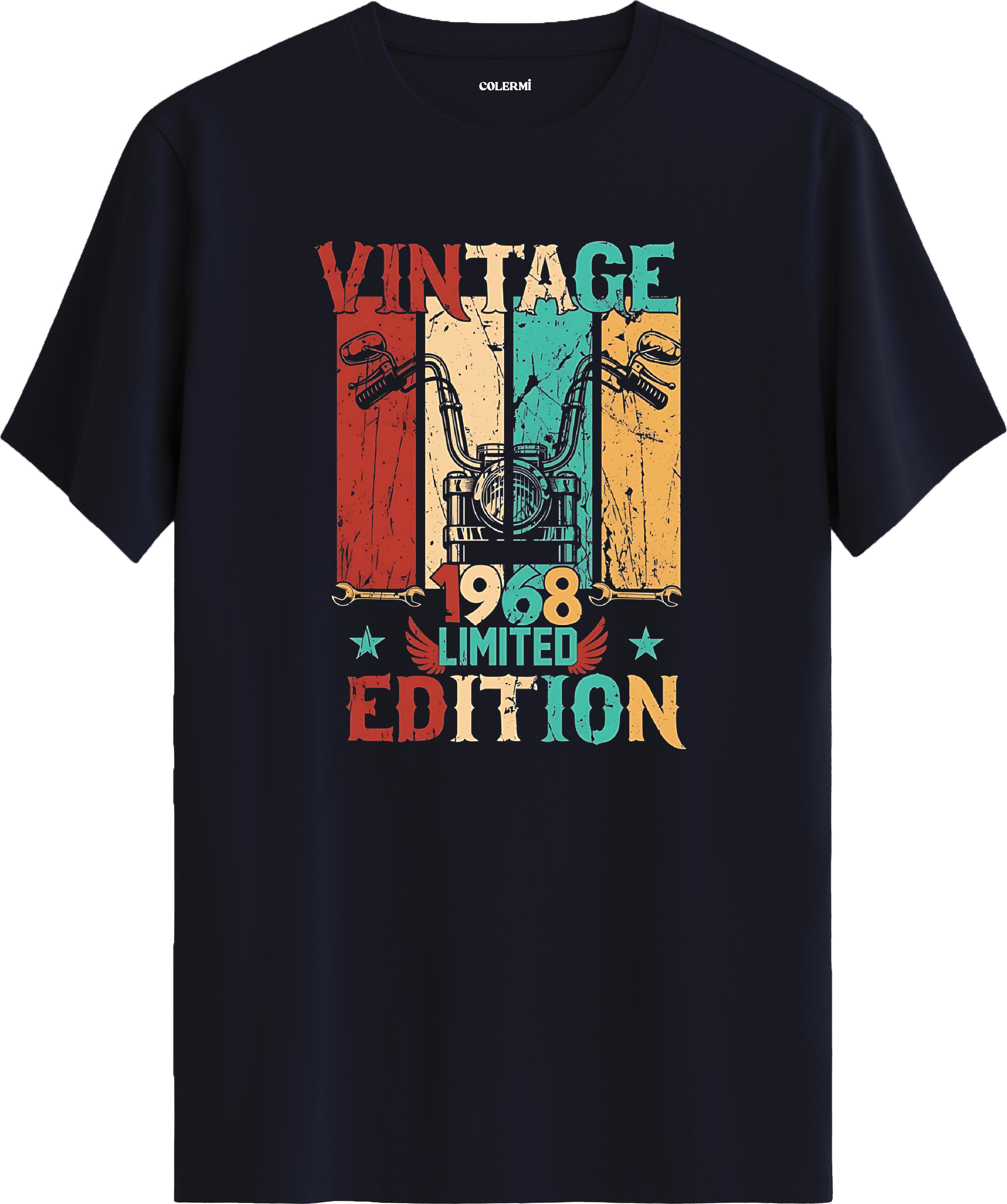 Vintage 1968 Motosiklet Baskılı Regular Tişört