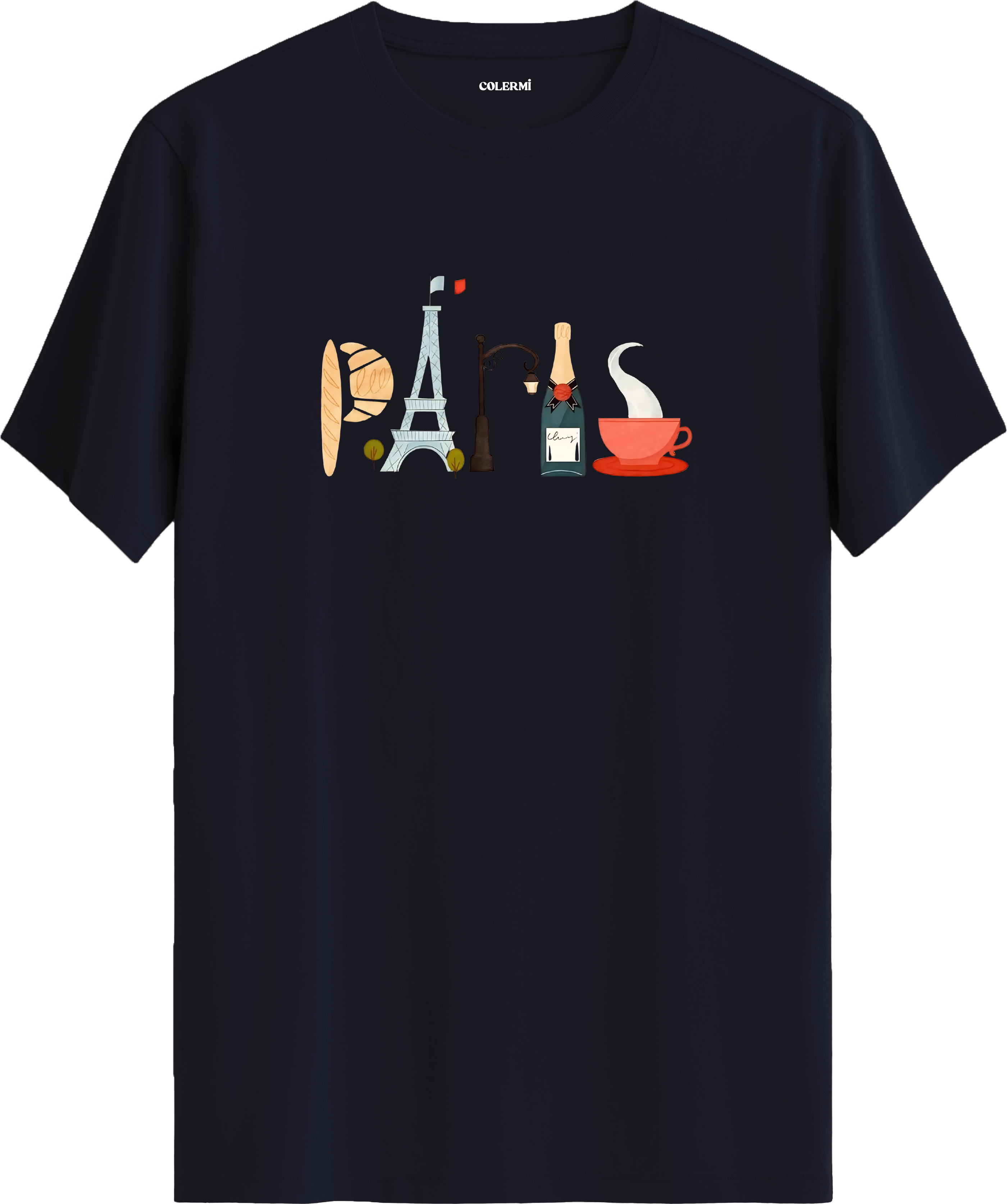 Paris Kafe Kolaj Baskılı Regular Tişört