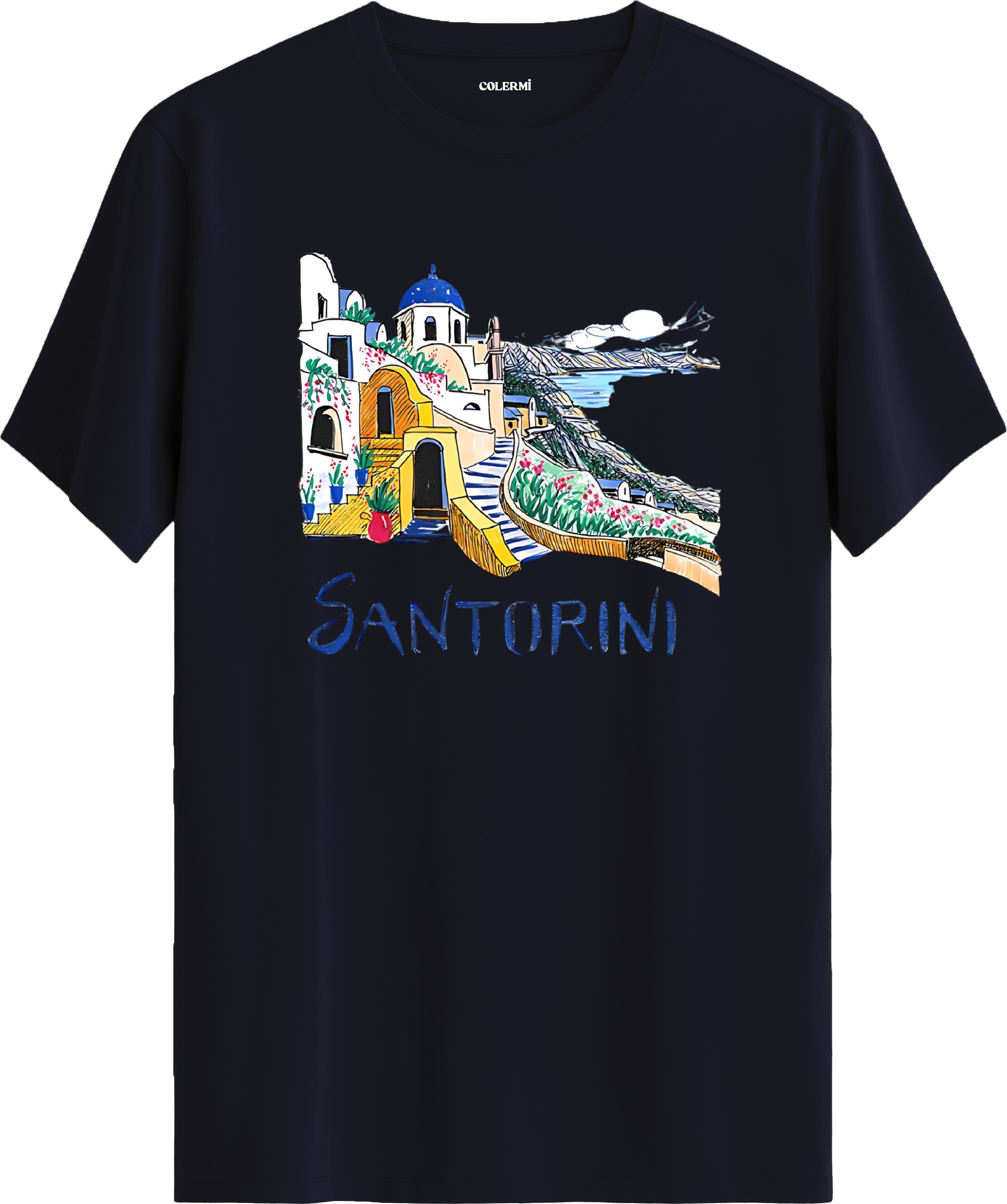 Santorini Illustration Regular Tişört