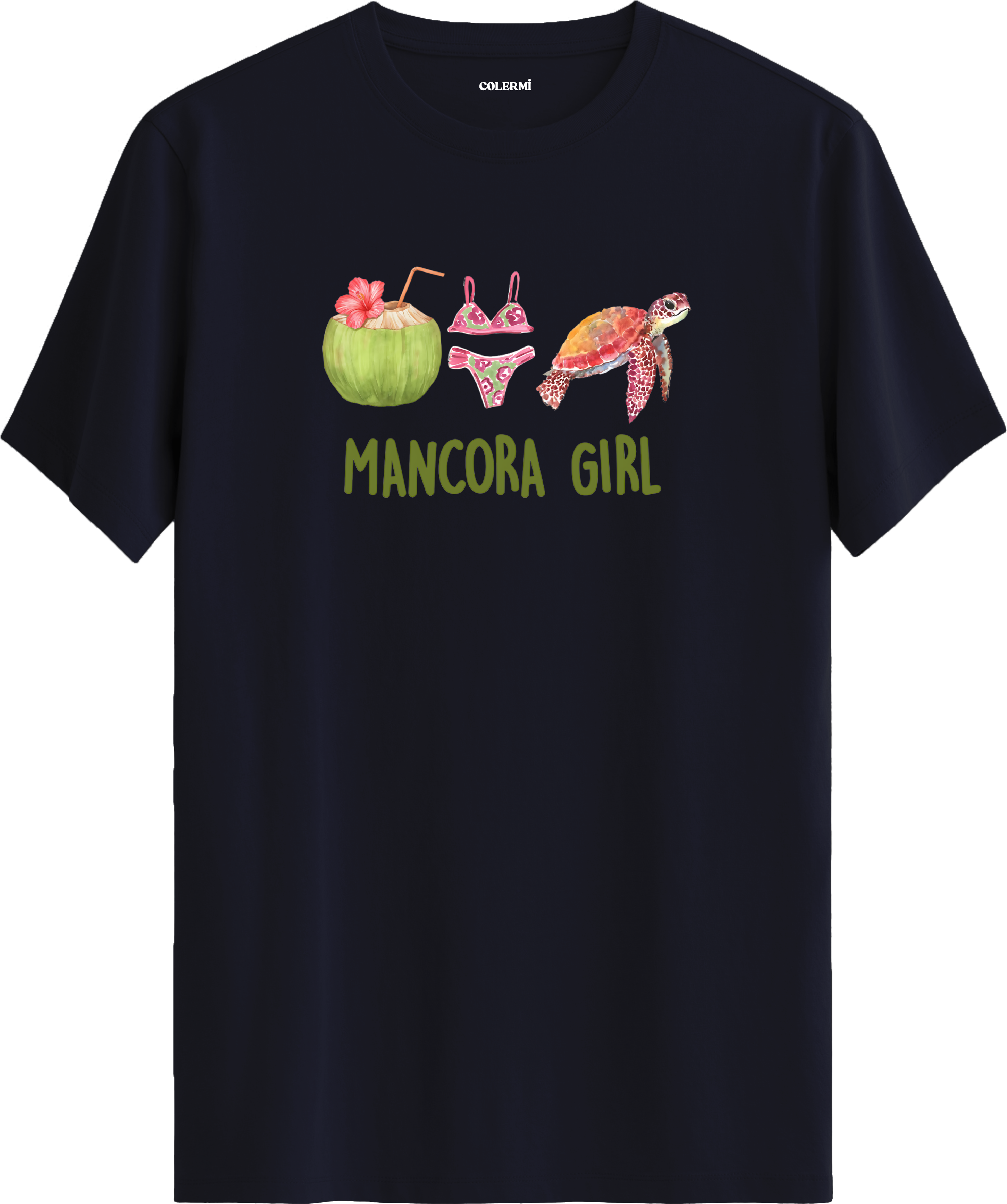 Mancora Girl Deniz Kaplumbağası Baskılı Regular Tişört