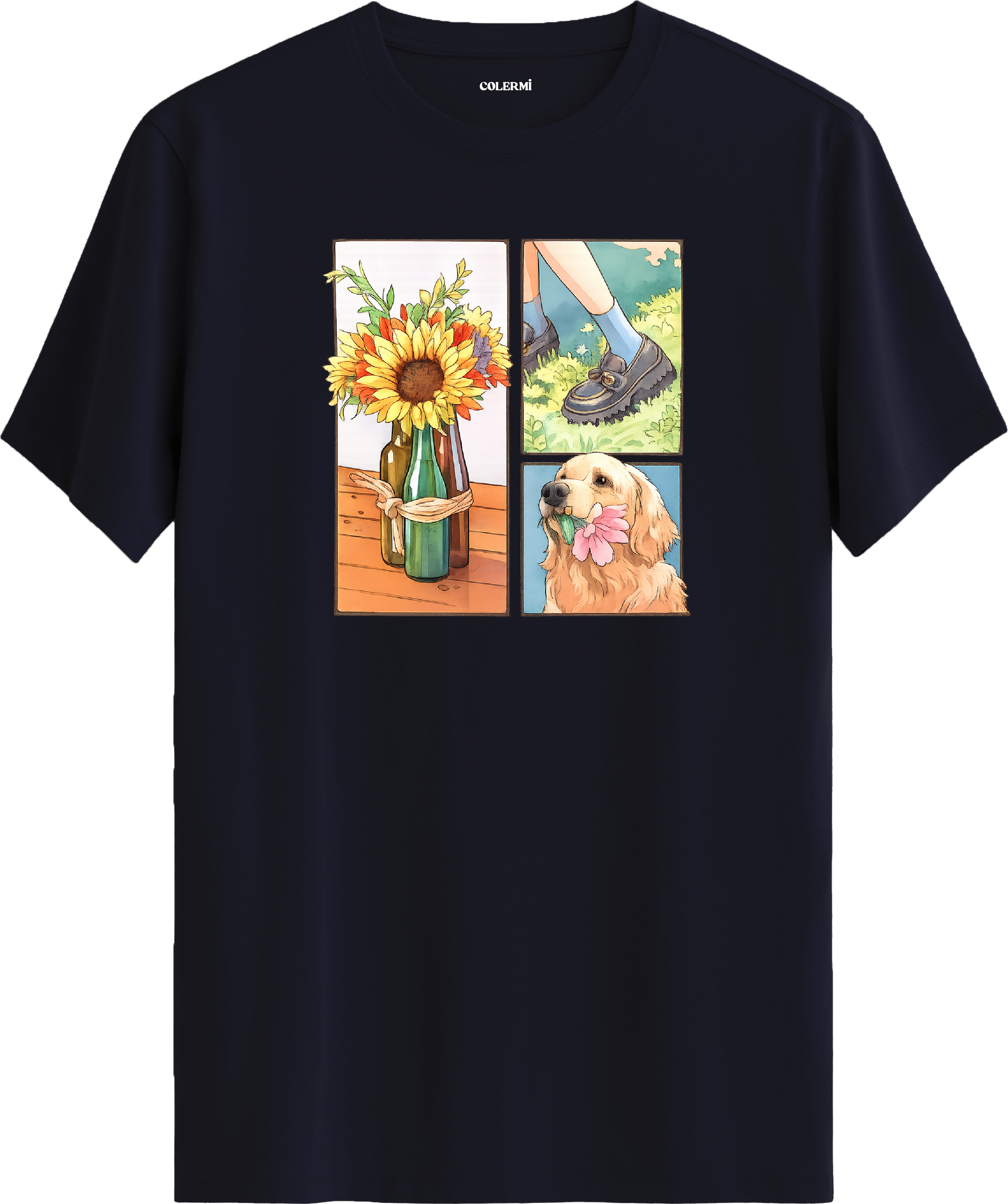 Sunflower & Golden Dog Baskılı Tişört görsel 7 | Colermi