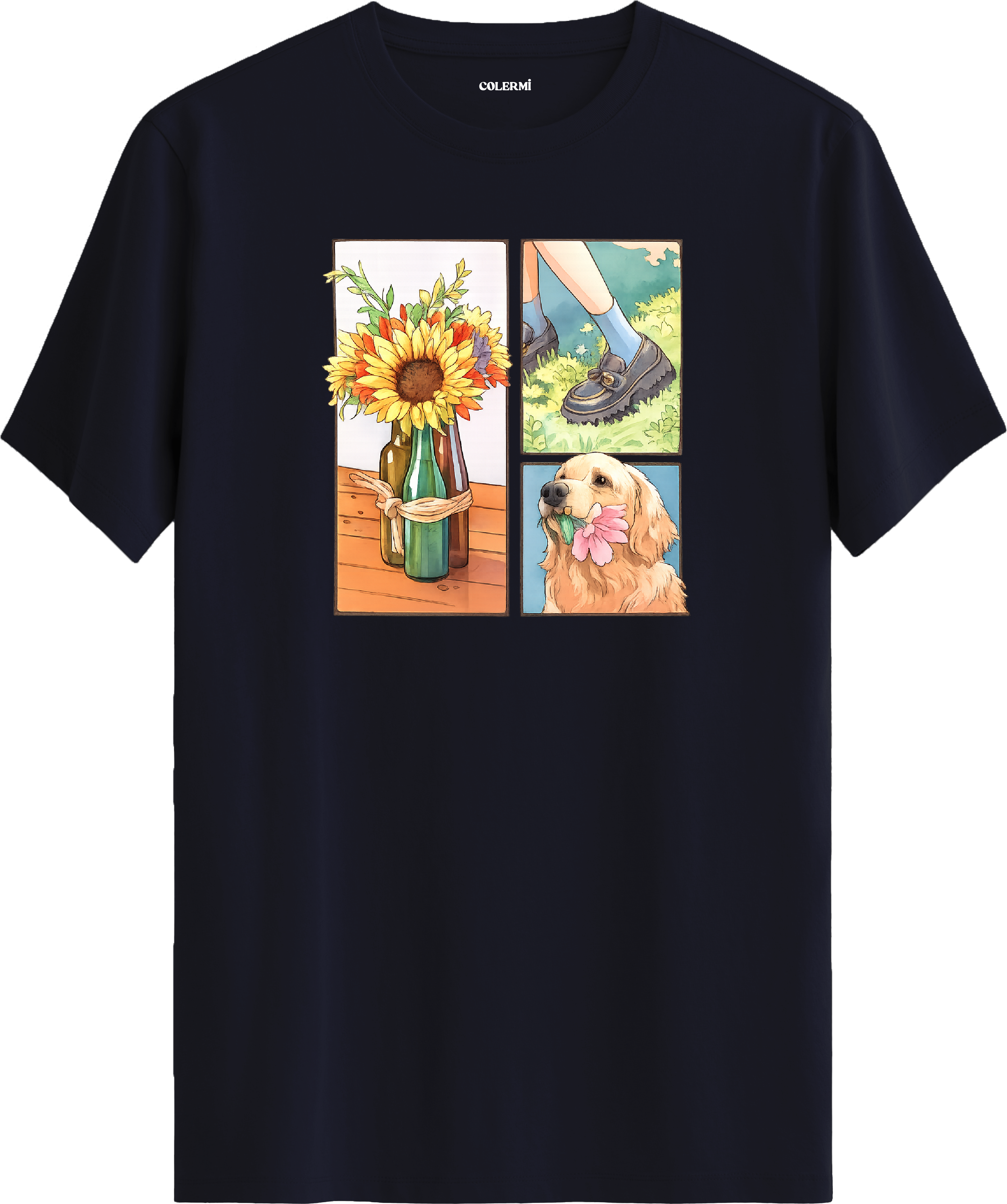 Sunflower & Golden Dog Baskılı Tişört görsel 7 | Colermi