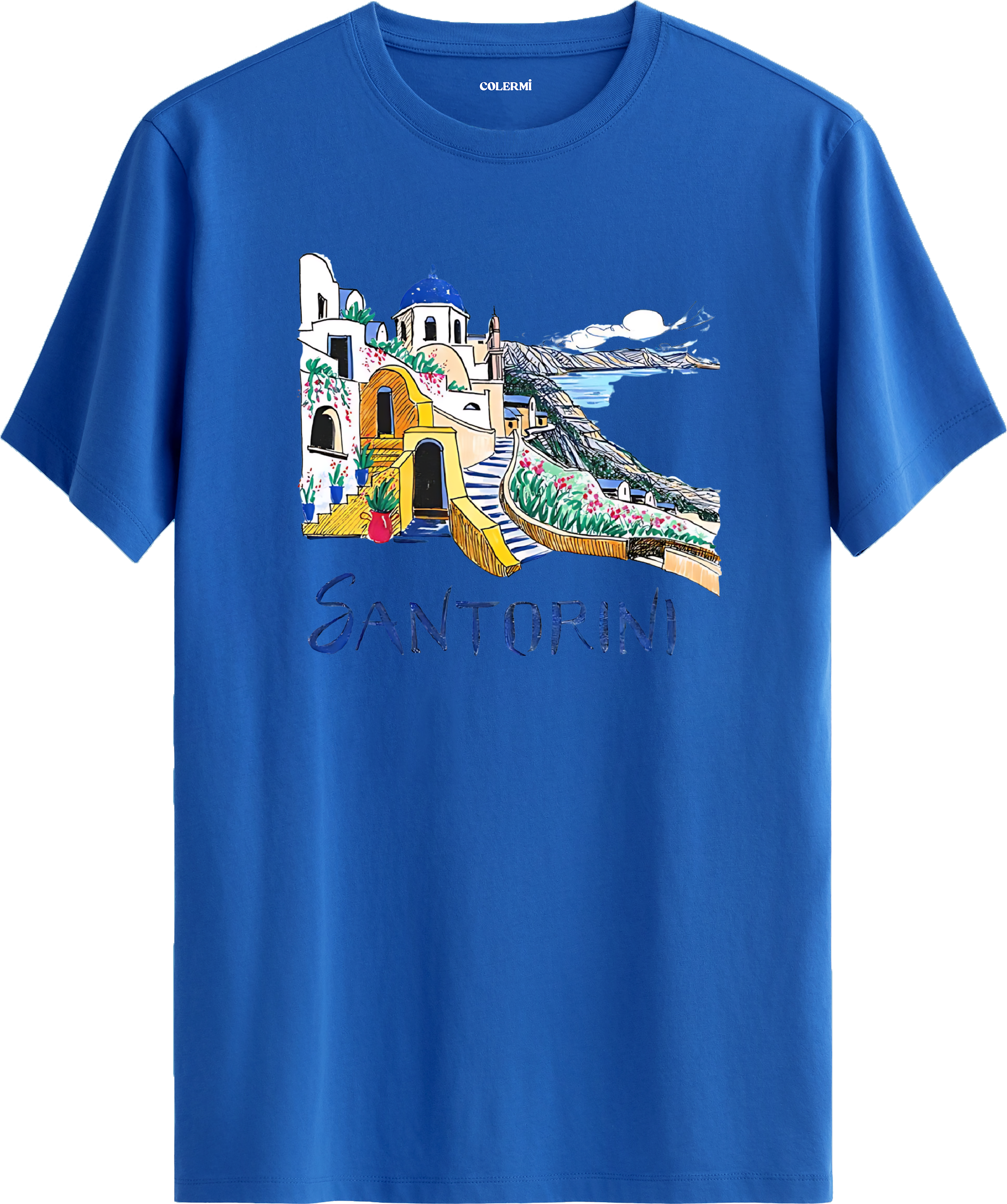 Santorini Illustration Regular Tişört
