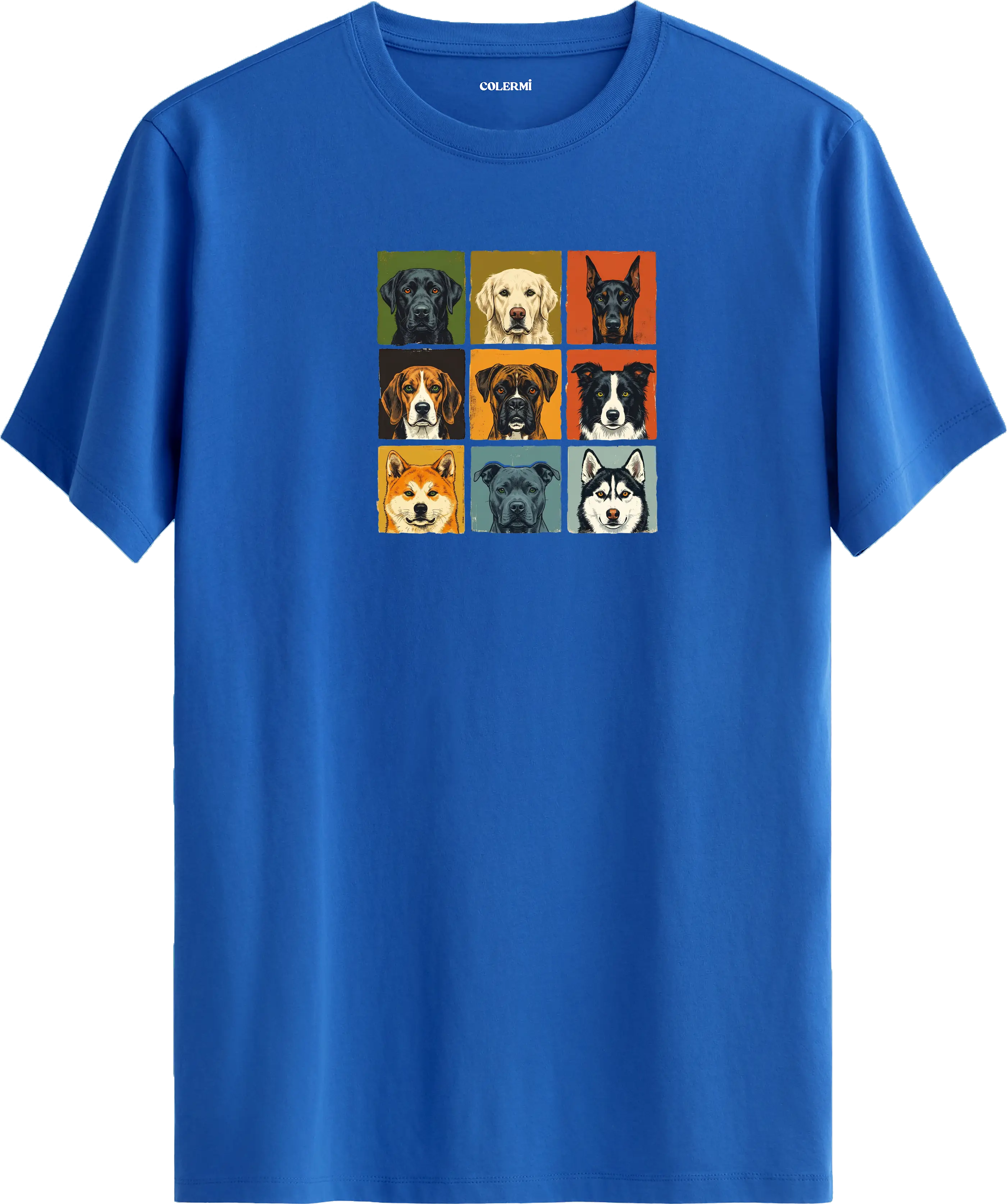 Retro Köpek Kolaj Tasarım Tişört