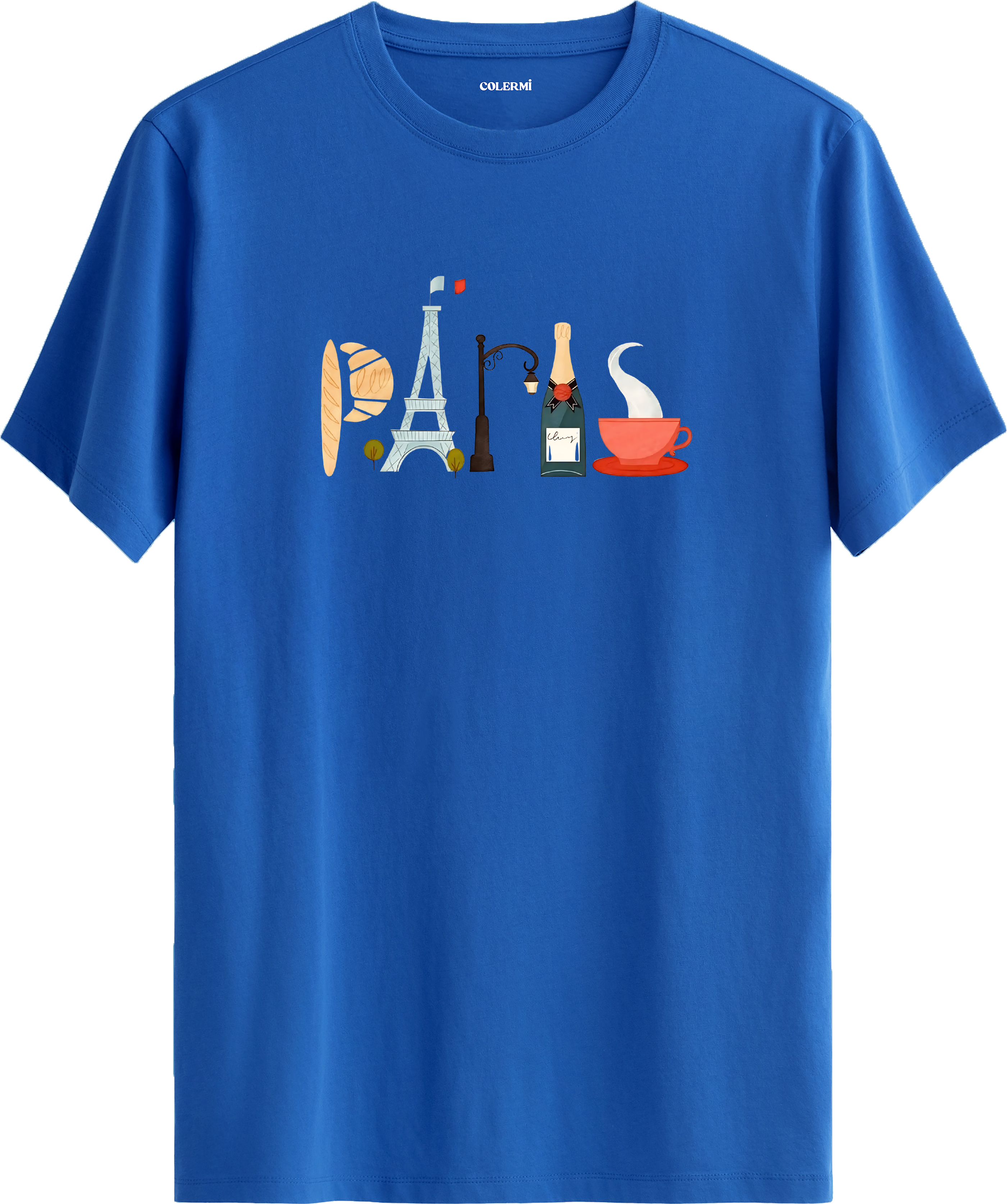 Paris Kafe Kolaj Baskılı Regular Tişört